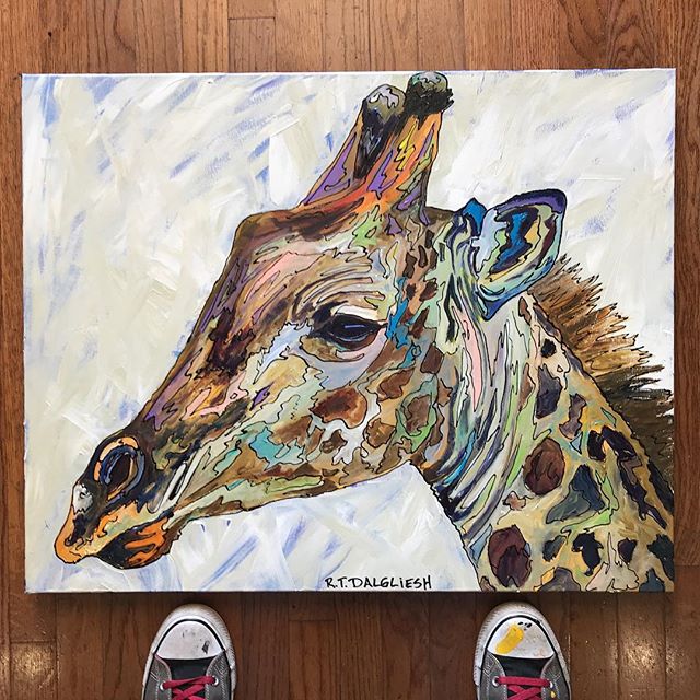 This beautiful giraffe measures 24”x30” on gallery wrapped canvas. It is part of my #africansafari series. This piece met my requirement of lots of color while also appearing more “normal” for those who prefer my subdued work. Remember everything sold between now and September 4th results in a 20% donation to two different groups in #africa . (A village woman who cares for twenty orphans in her community and a small family run animal reserve) I LOVE being a full time artist. I love creating things like these rich animals. With every series I create I also look to give back and be a blessing to someone. You get to be a part of that. But this is also my only income, so if you know someone who would love this piece send them my way. My family thanks you. And if you ever want to commission a custom piece don’t hesitate to reach out. I’d be happy to add you to my to-do list. #rtdalglieshfineart .
.
.
.
.
.
.
#wildlifeartist #ilovemyjob #interiordecor #interiordecorating #homedecor #contemporaryart #contemporaryartist #texas #sanangelo #atx #fineart #giraffe #inspired #inspiredbynature #smallbusiness #painting #acrylicartist #dalgliesh #giveback #makeadifference #artthatmatters #dosomething