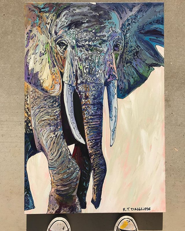 This #elephant gave me some fits during the painting process. I was struggling with finding my rhythm on this piece. But he finally came together and turned out #beautiful . You should see this guy in person. This #painting measures 36”x24” And is #AVAILABLE on my website. “The Guardian” seemed to be the second most popular piece in this #africansafari series and it’s looking for a good home. #rtdalglieshfineart .
.
.
.
.
.
.
.
.
@rtdalglieshfineart #sanangelo #inspiredbynature #wildlife #wildlifeartist #texas #texasartist #interiordesign #interiordecor #interiordecorating #homedecor #artforsale #artcollector #artcollection #creativelifehappylife #ilovemyjob #makers #creatives #contemporaryart #contemporaryartists