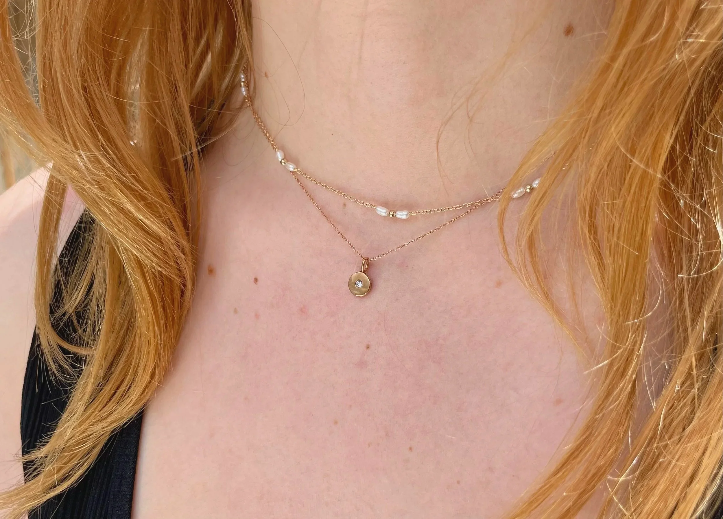 14k rose gold diamond necklace