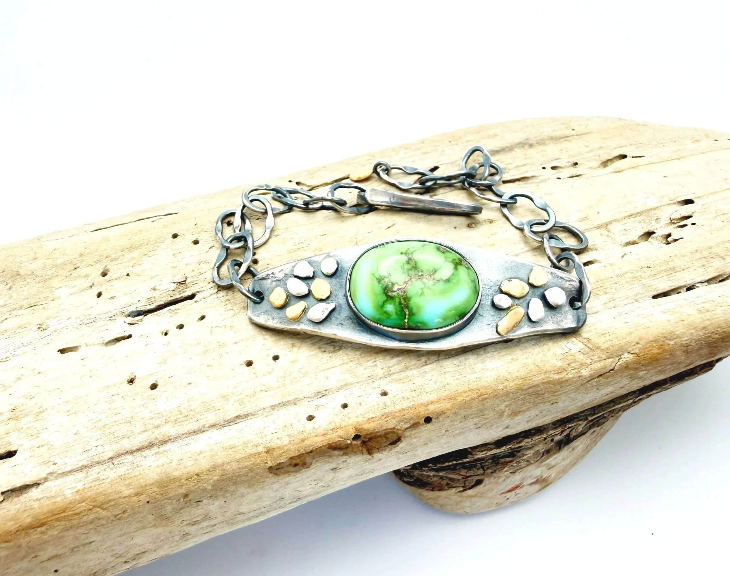 Handmade unique one of a kind turquoise bracelet