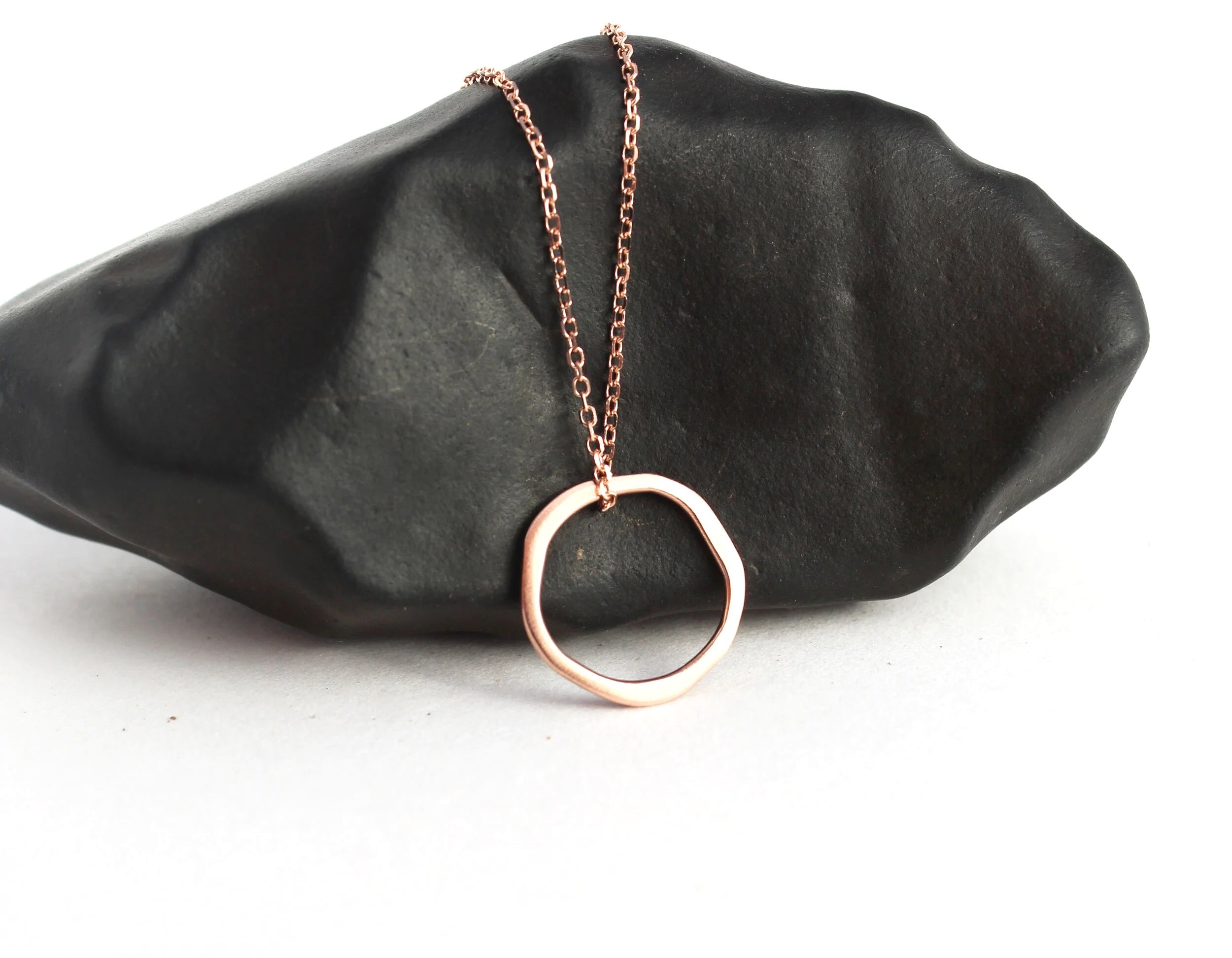 14k rose gold open circle necklace