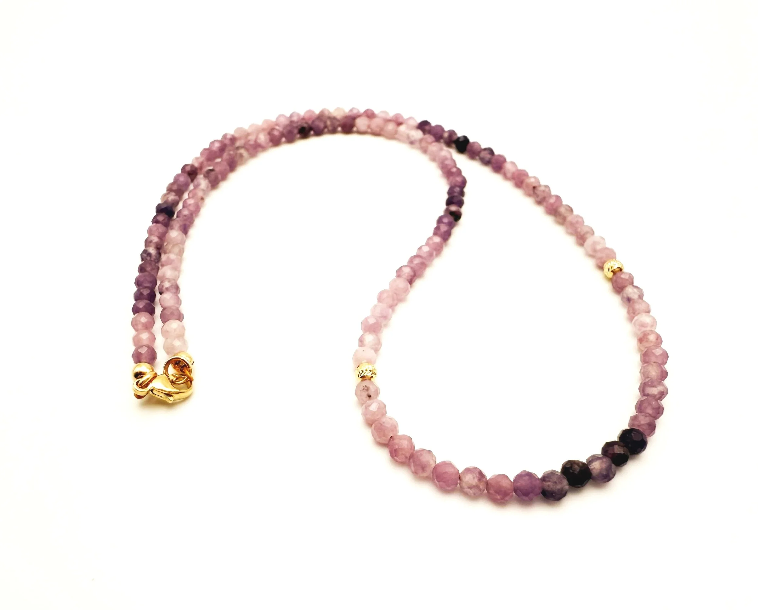 ombre purple gemstone bead necklace 14k