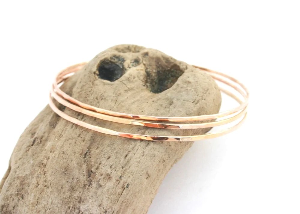 rose gold stacking bangle bracelets 14k