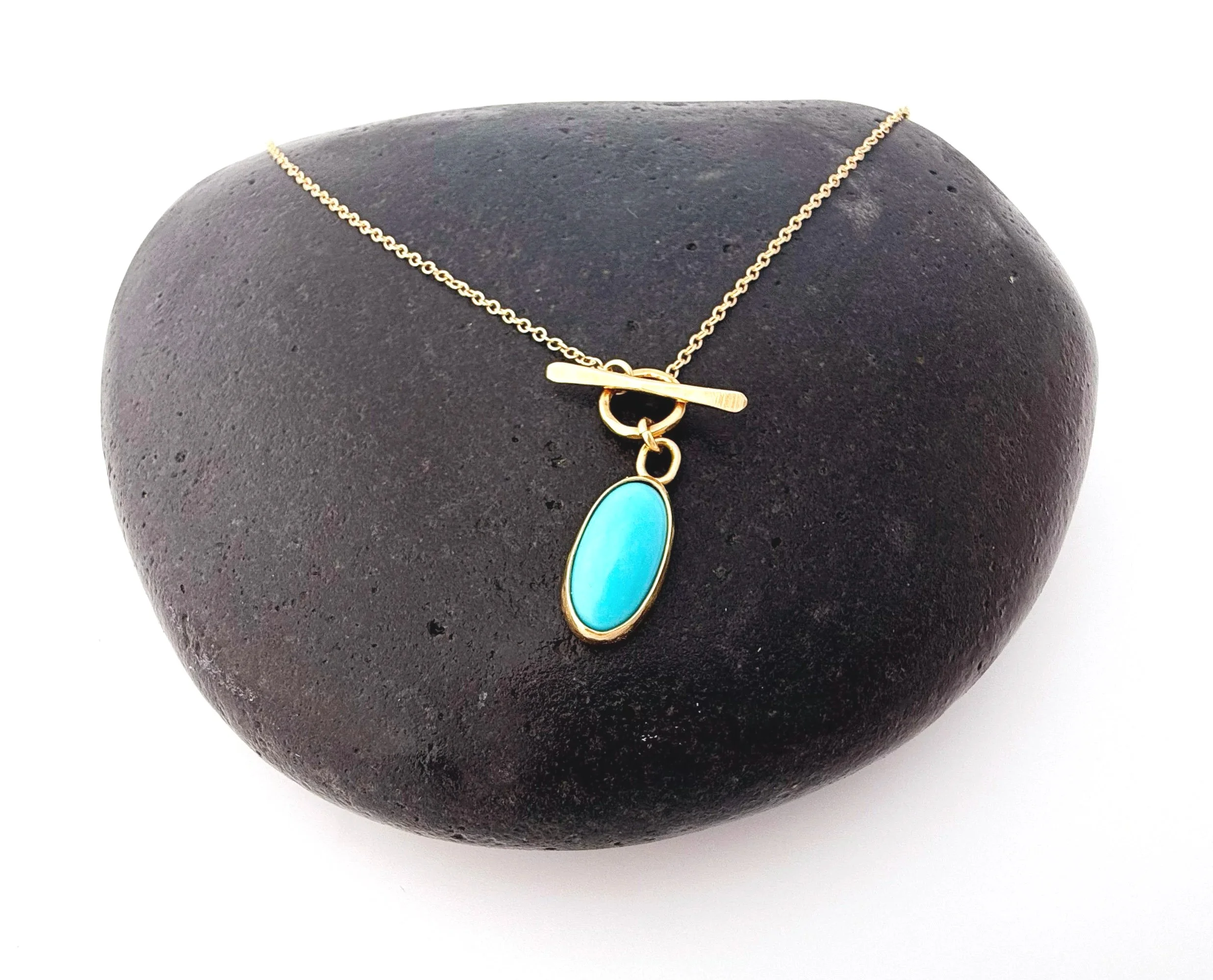 sleeping beauty turquoise pendant 14k solid gold