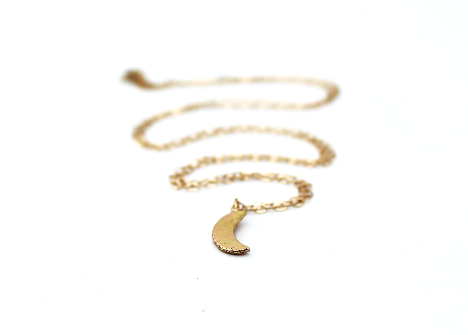 minimalist gold crescent moon necklace 14k