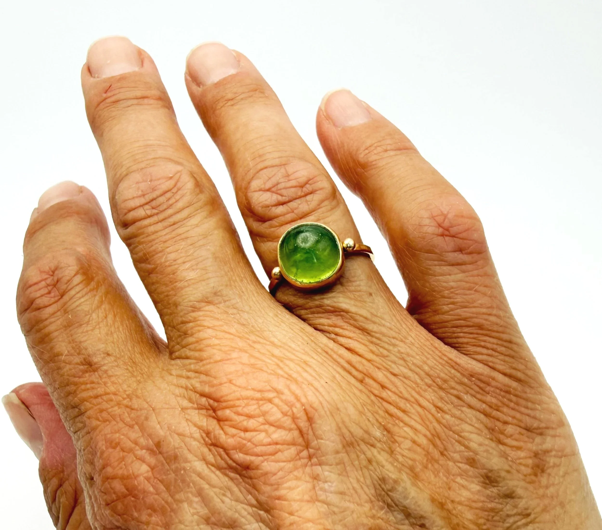 large green peridot ring 14k solid gold