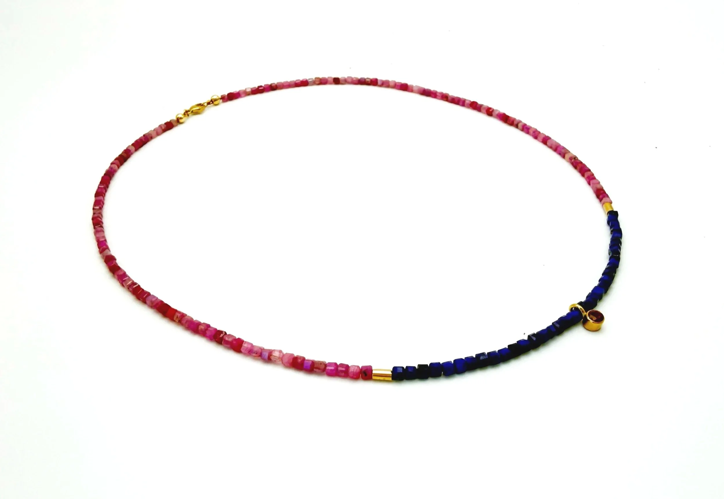 Ruby Beaded Necklace 14k solid gold