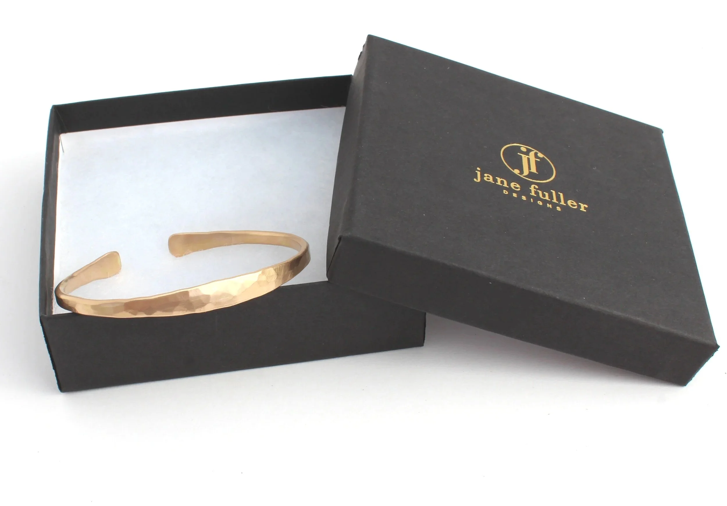 thick gold cuff in Jane Fuller Designs gift box