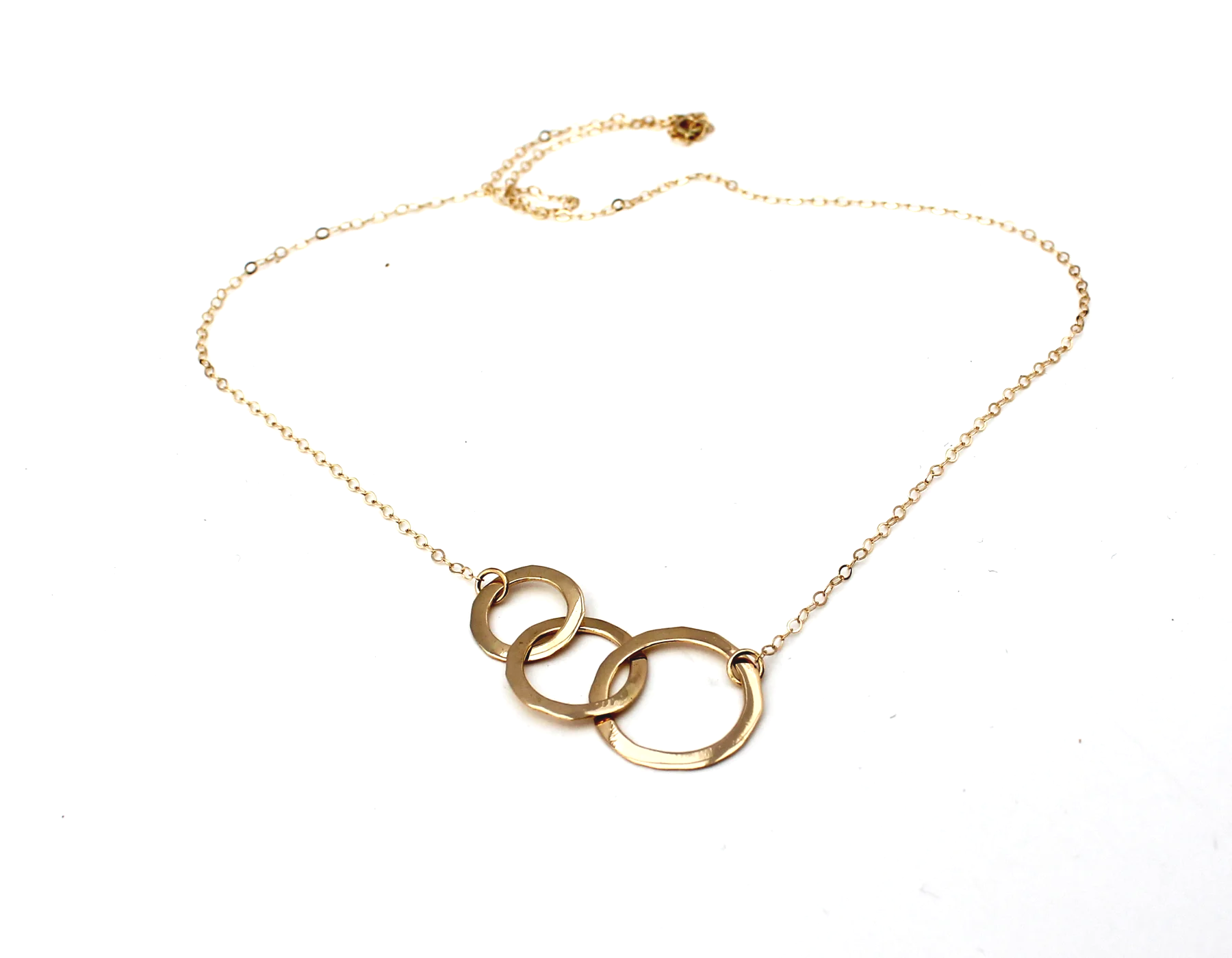 solid gold three circles family necklace