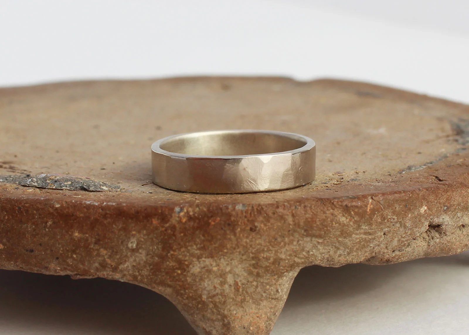 Hammered White Gold Ring