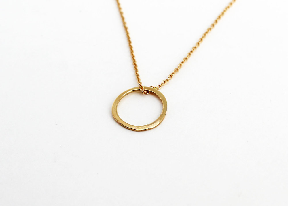 14K Gold Karma Circle and Bar Drop Y Necklace with Diamond Accent