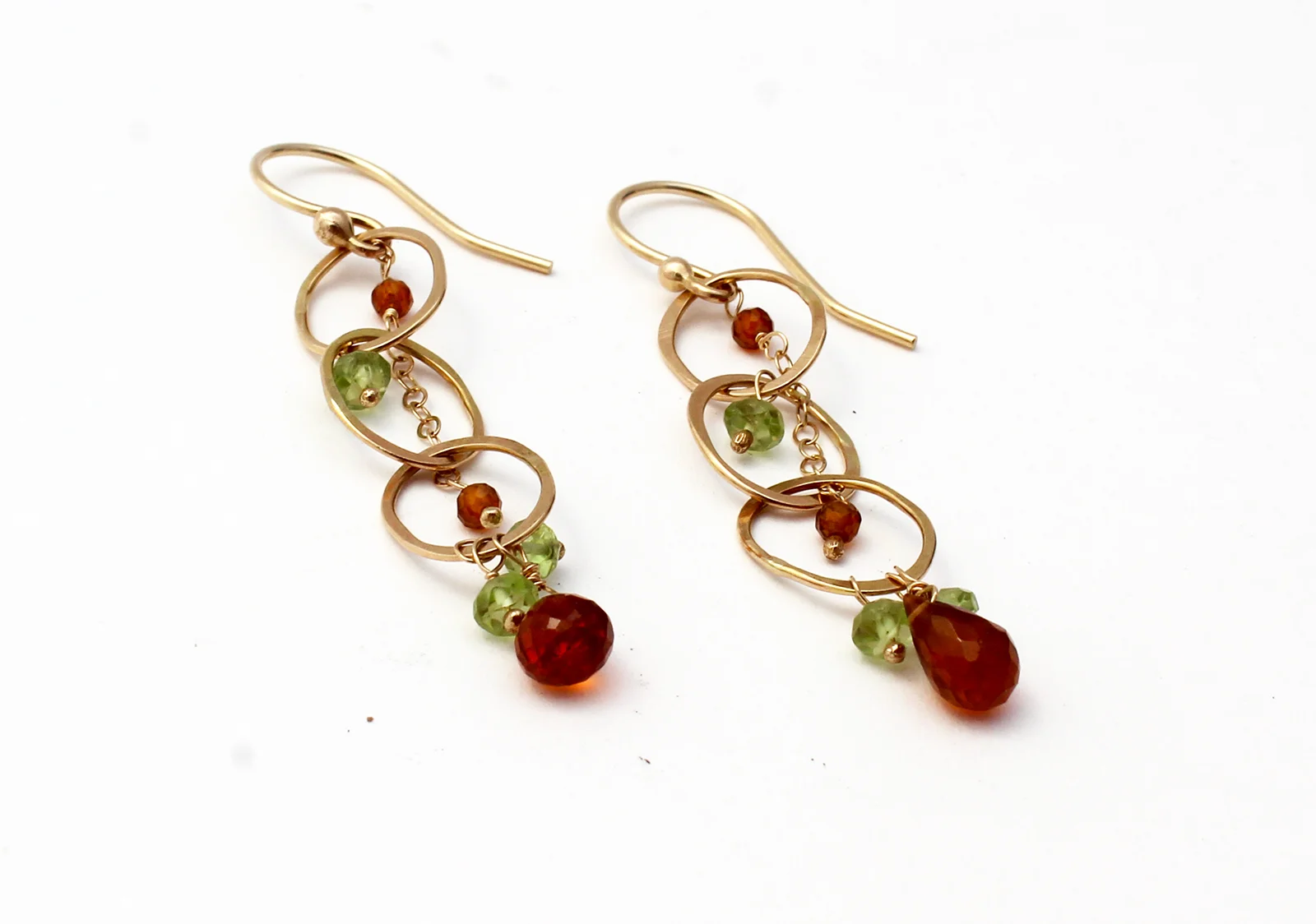 14k Gold Garnet Dangle Earrings