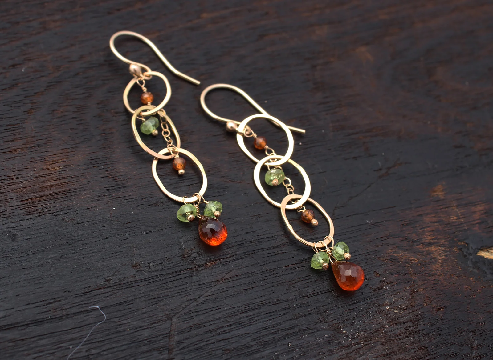 14k Gold Peridot Dangle Earrings