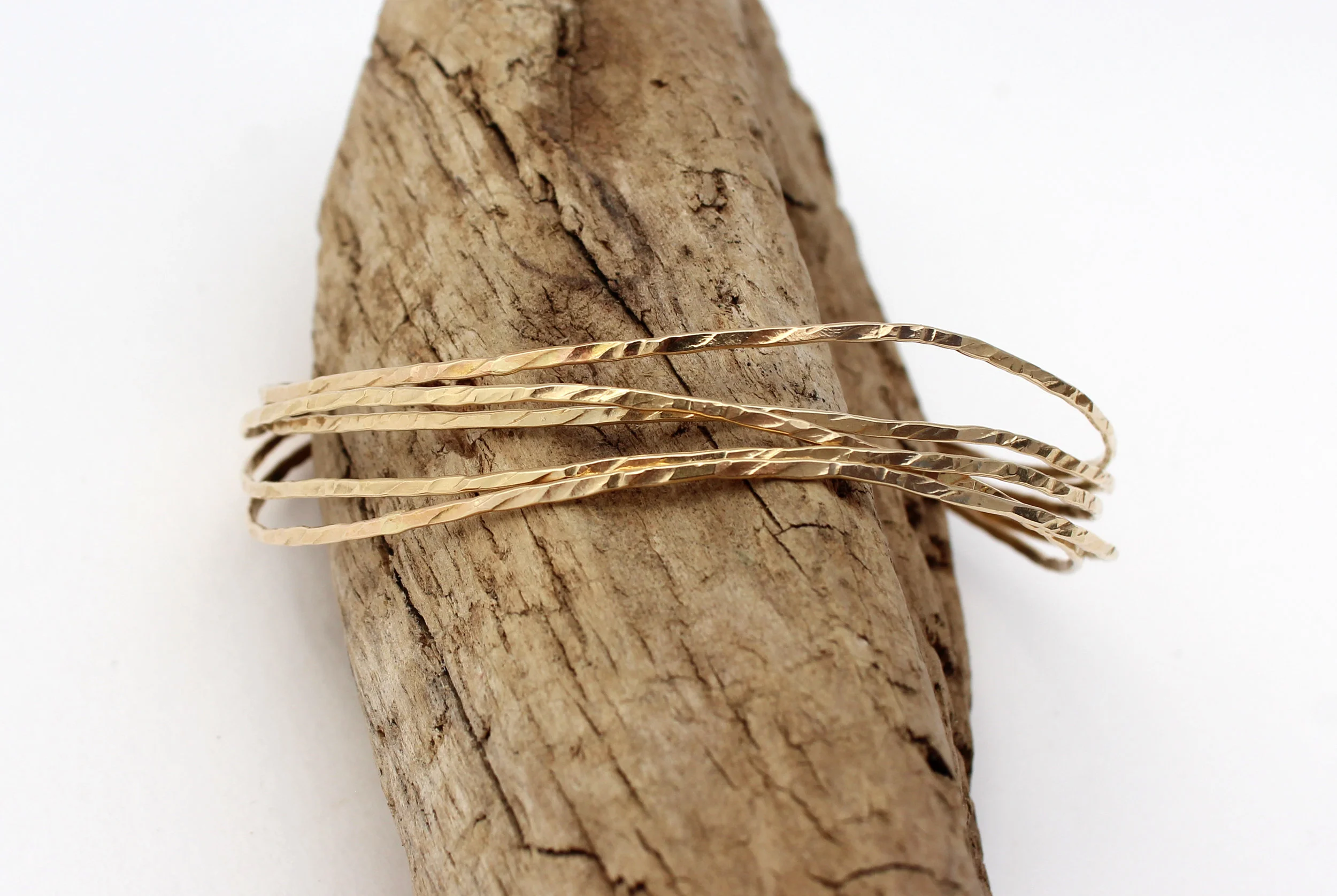 Hammered Gold Bangle Set