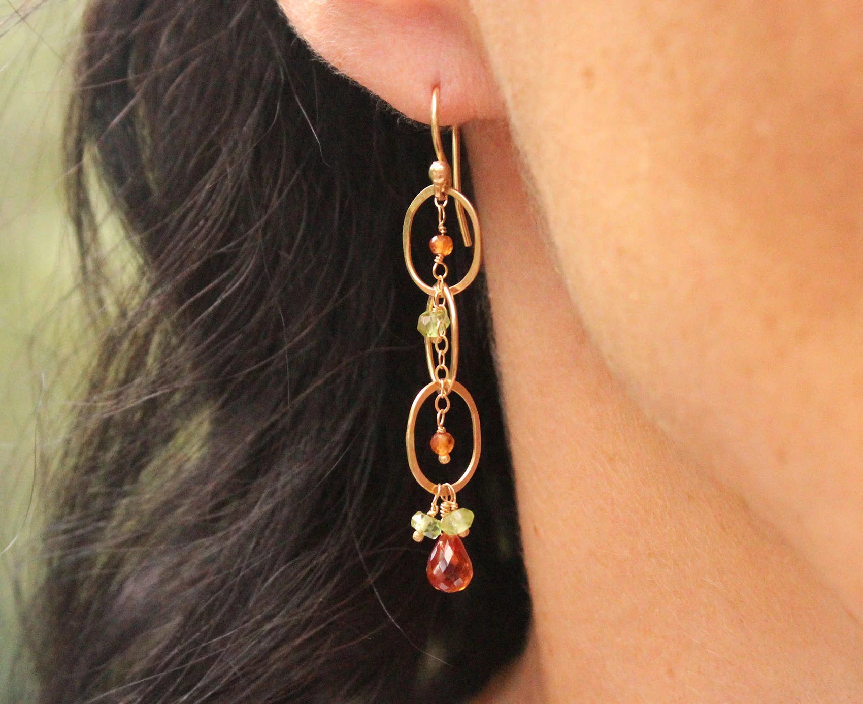 14k Gold Gemstone Dangle Earrings