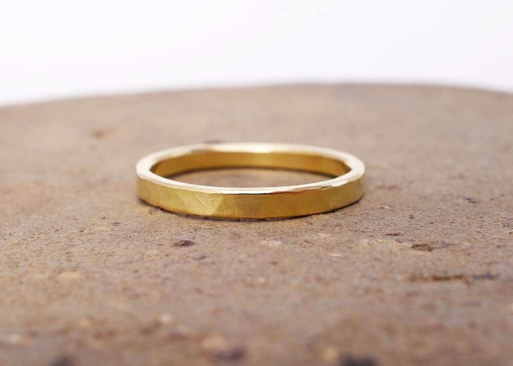 Hammered Gold Band Ring Gold Statement Ring 18 K Gold Plated Hammered Band Adjustable Ring