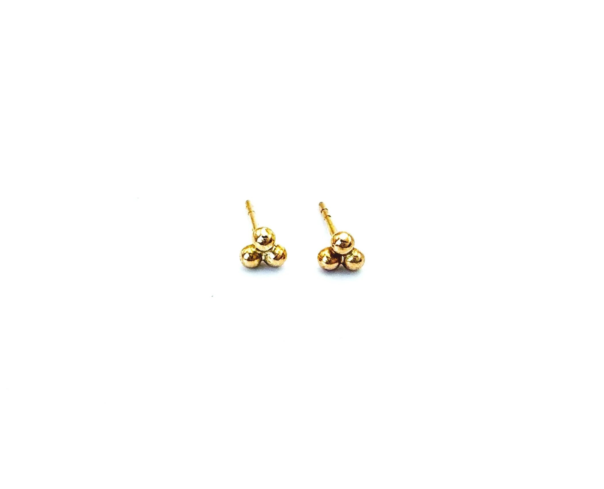 Tiny minimalist gold stud earrings 14k
