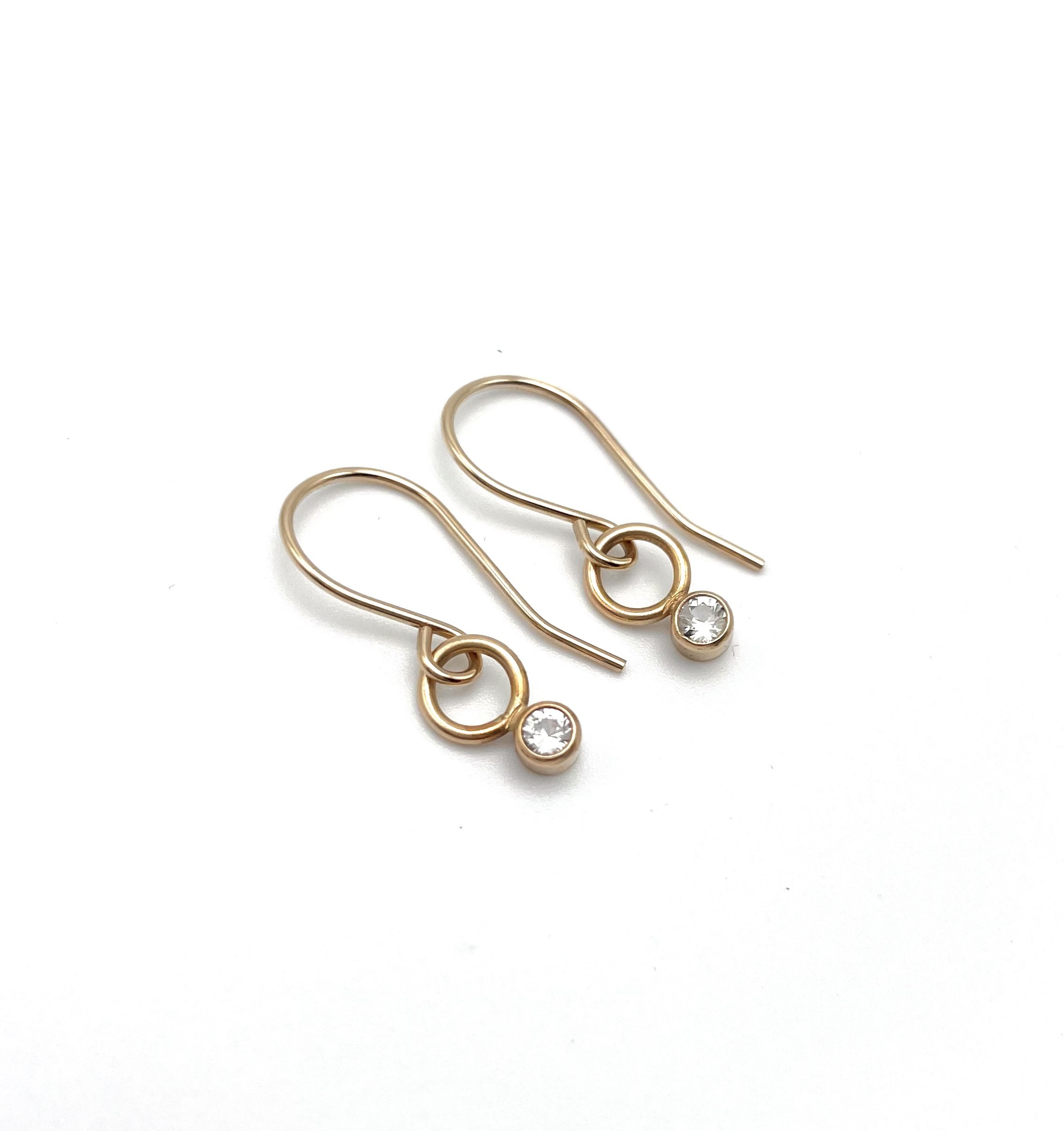 14k Gold White Sapphire Earrings
