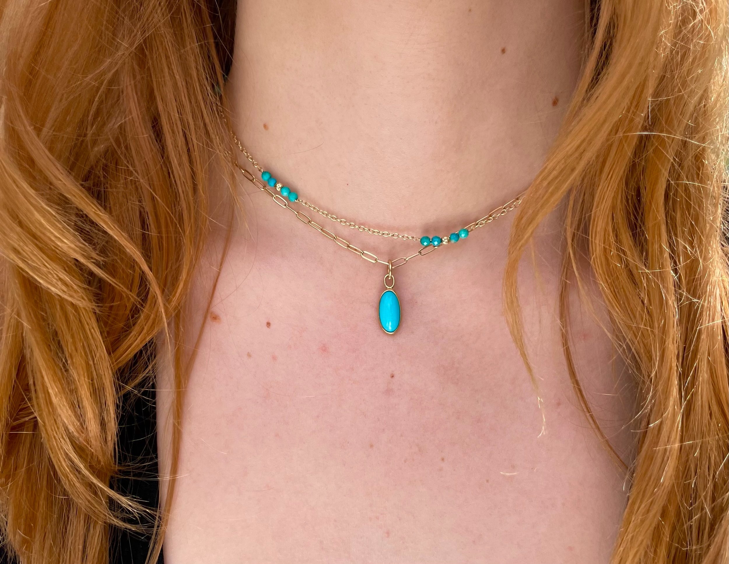14k Gold Turquoise Necklace