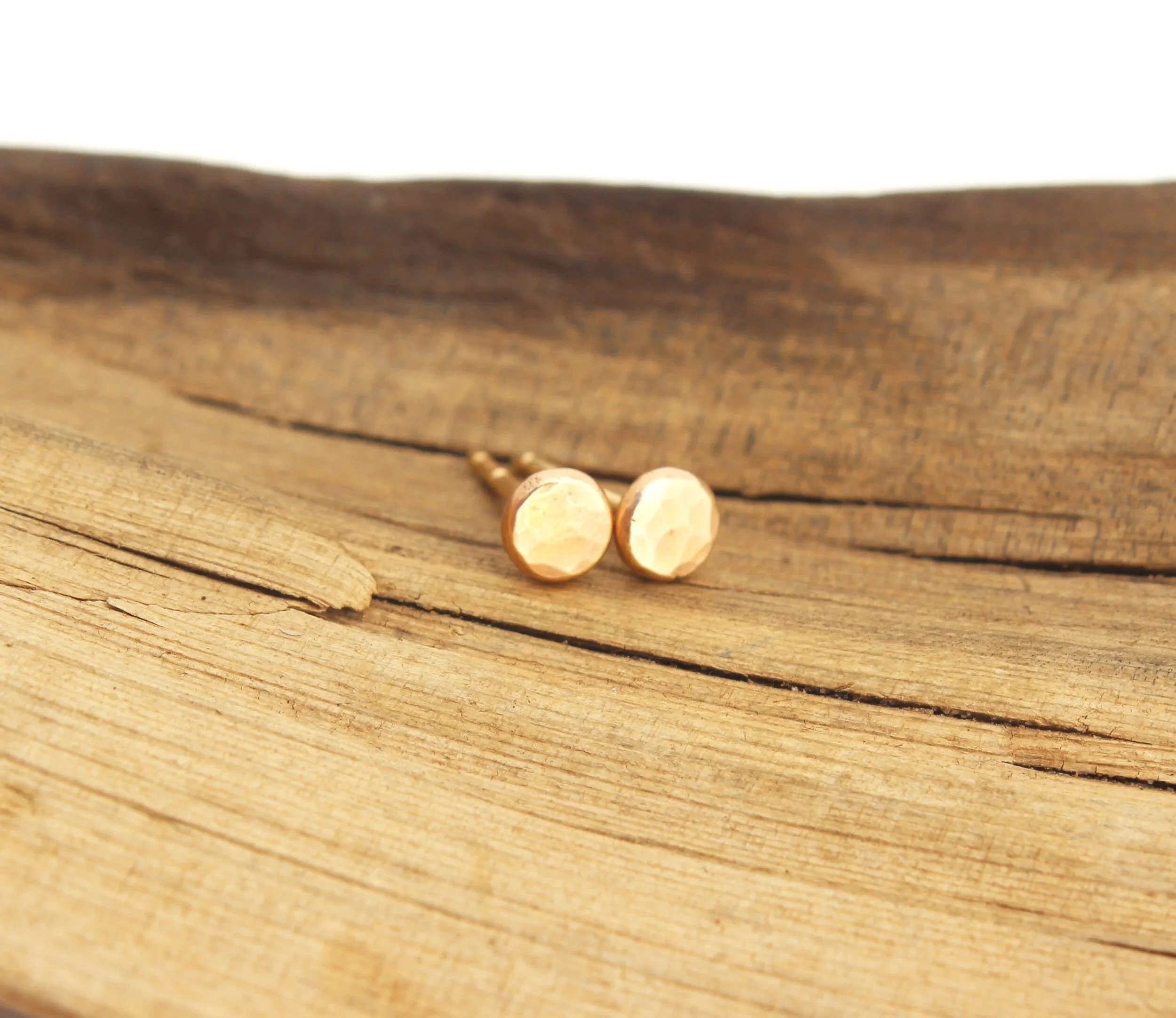 small gold stud earrings 14k gold handmade