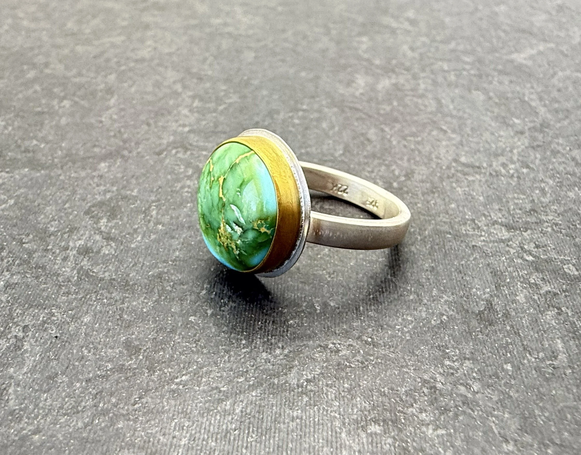 Large turquoise statement ring mixed metal