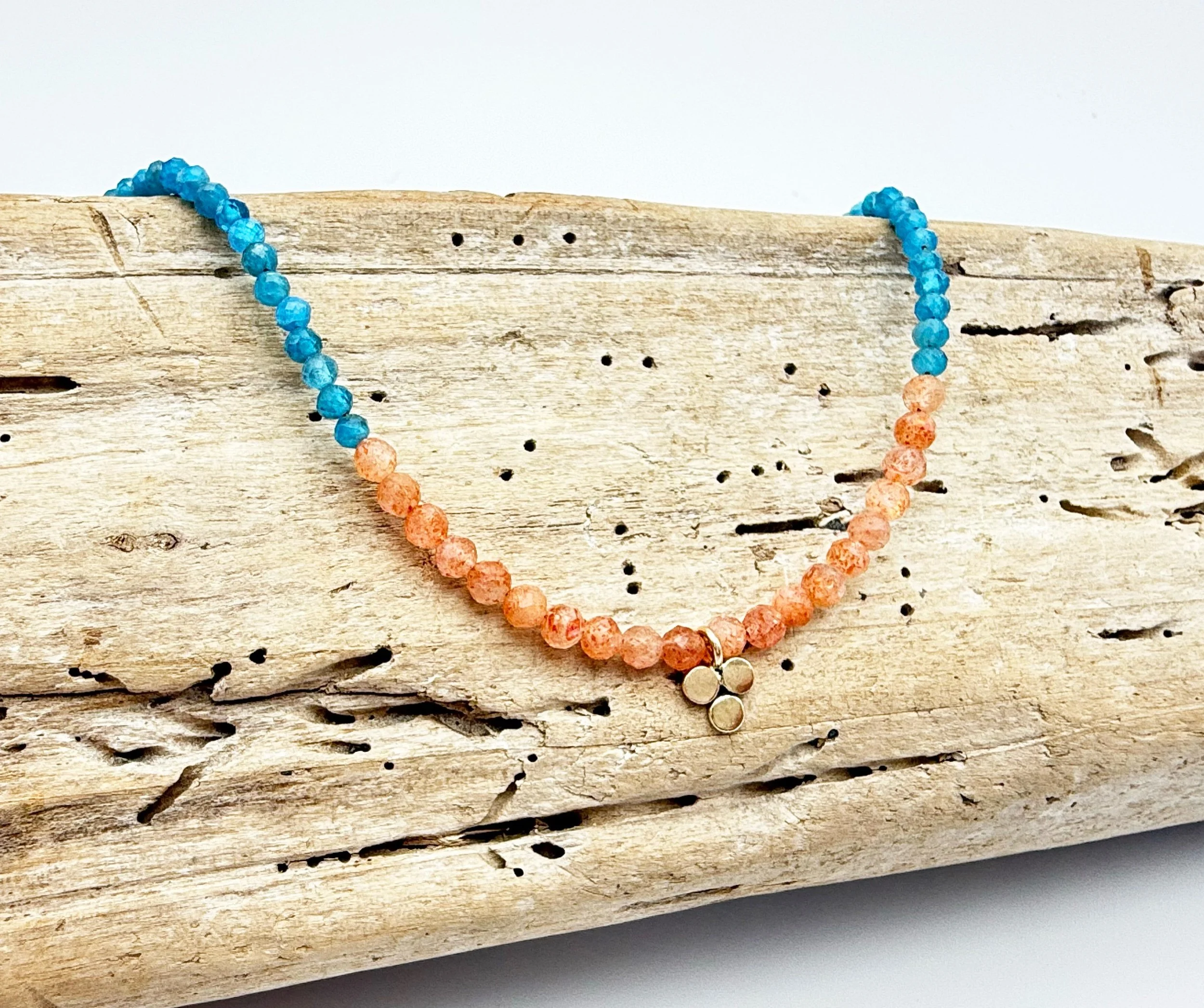 colorful gemstone beaded layering necklace 14k