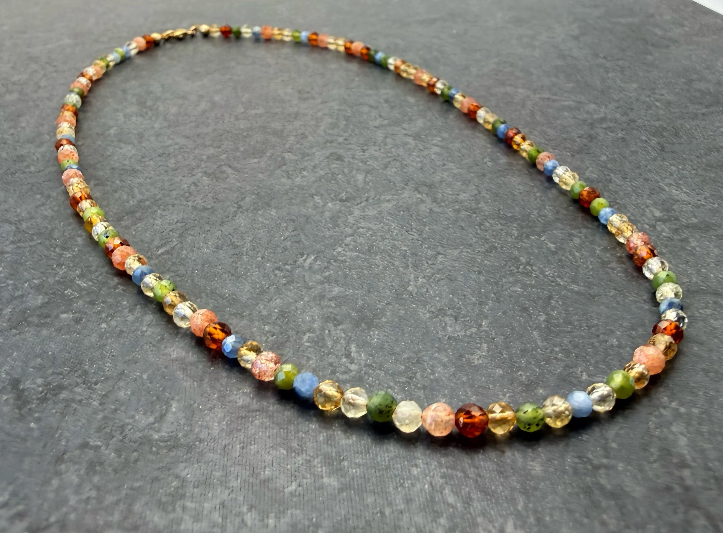 rainbow gemstone necklace 14k gold