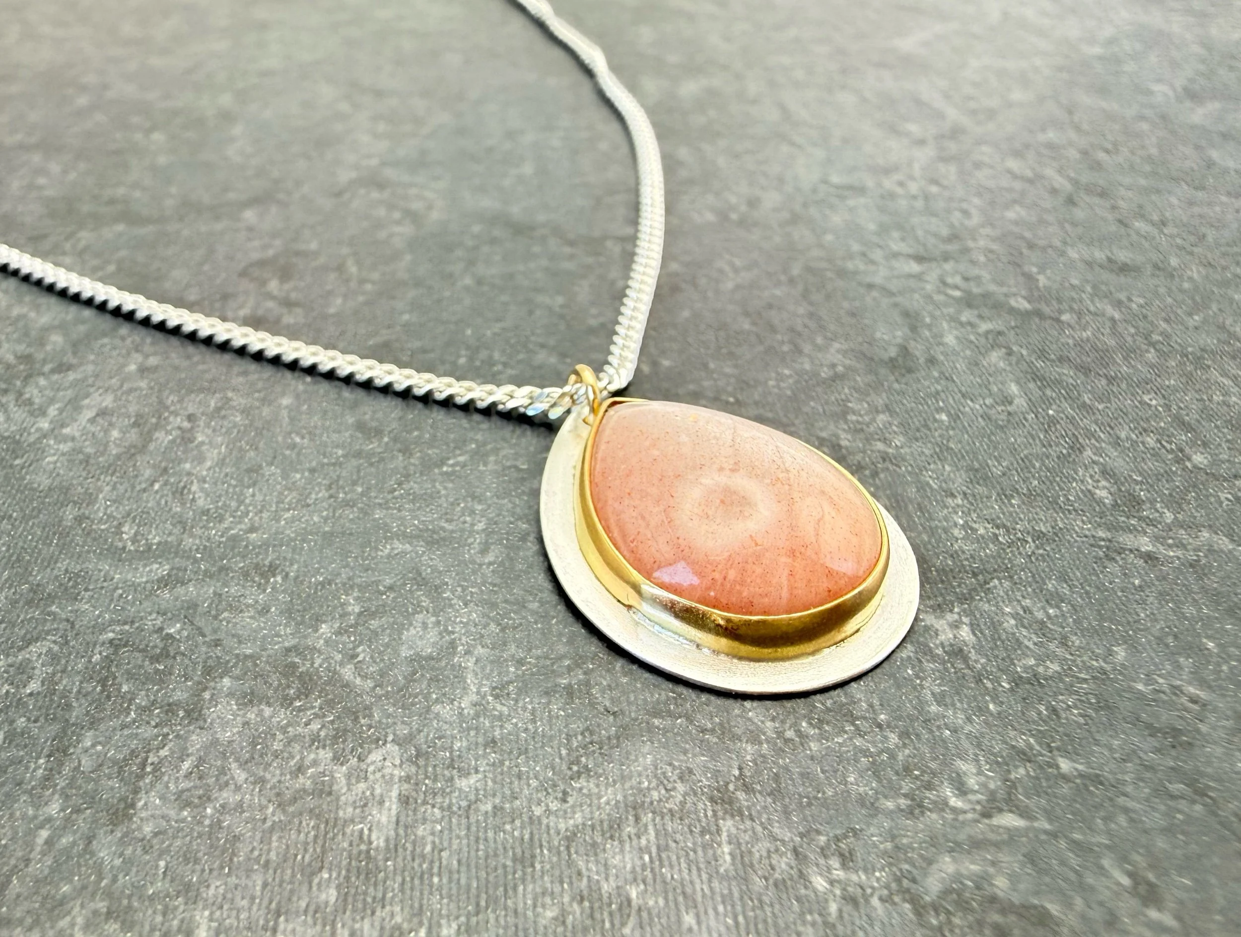 One of a Kind Peach Moonstone Necklace