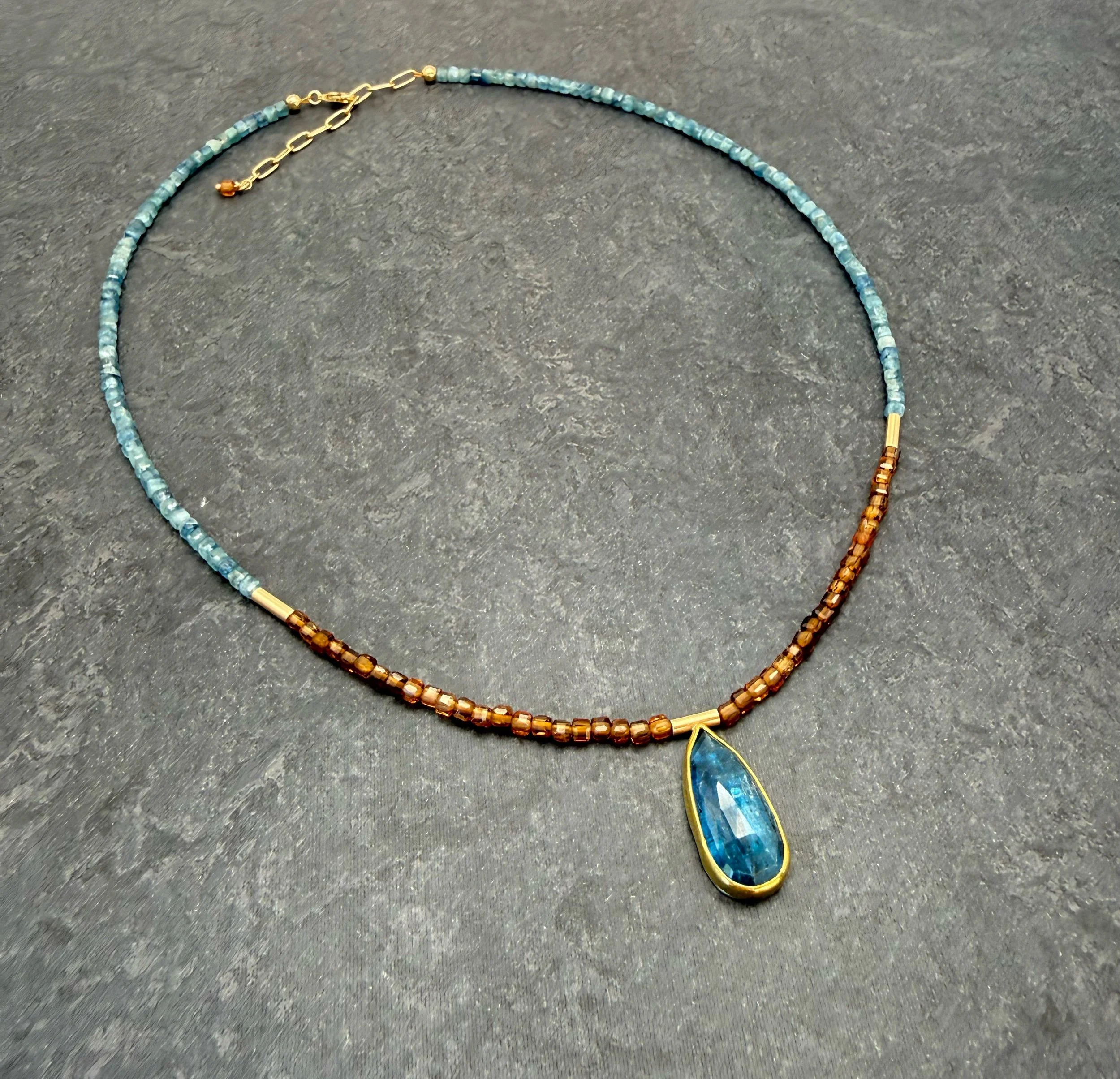 gold kyanite necklace gift for her