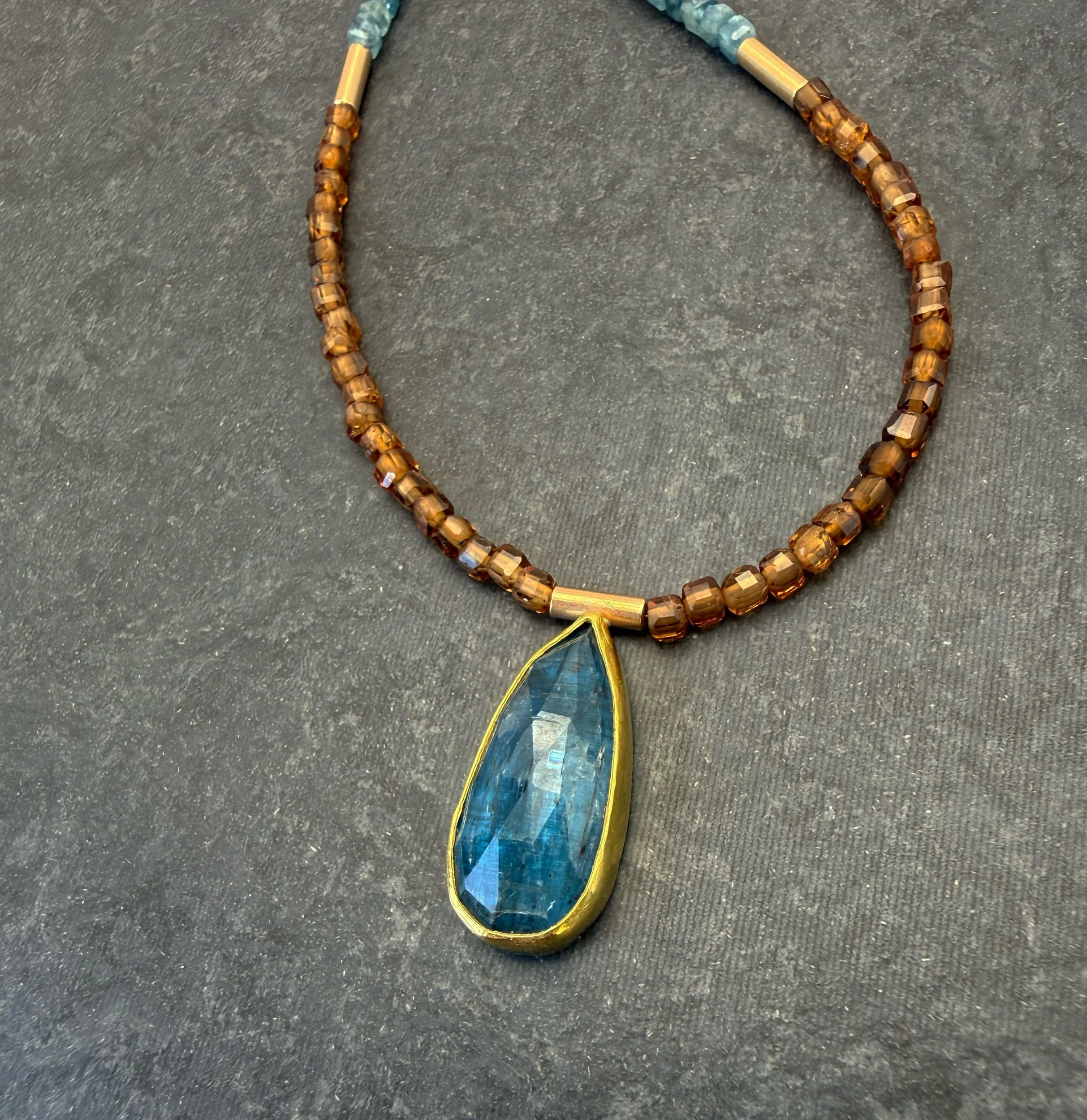 one of a kind gold kyanite pendant necklace