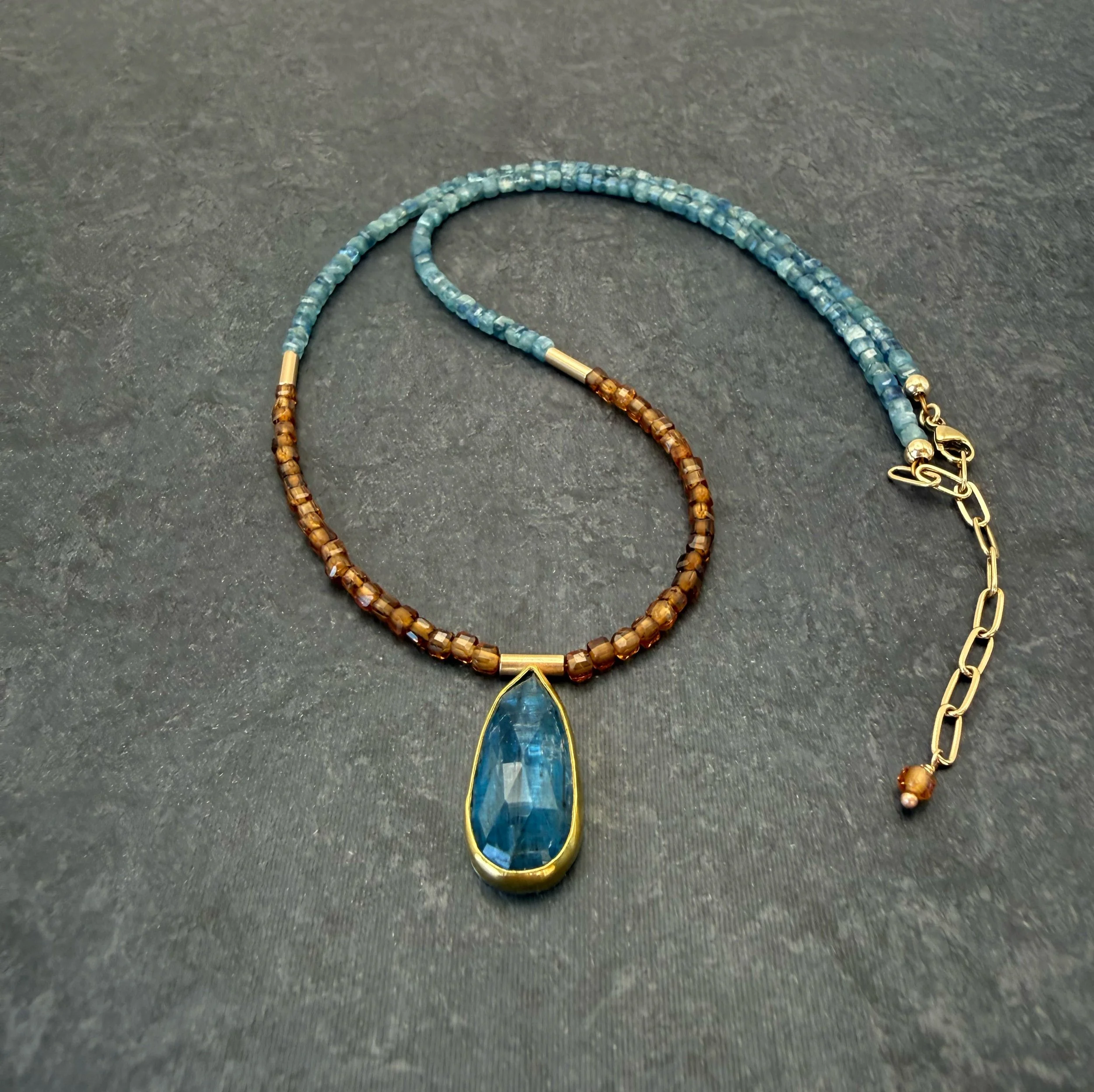 gold kyanite necklace one of a kind