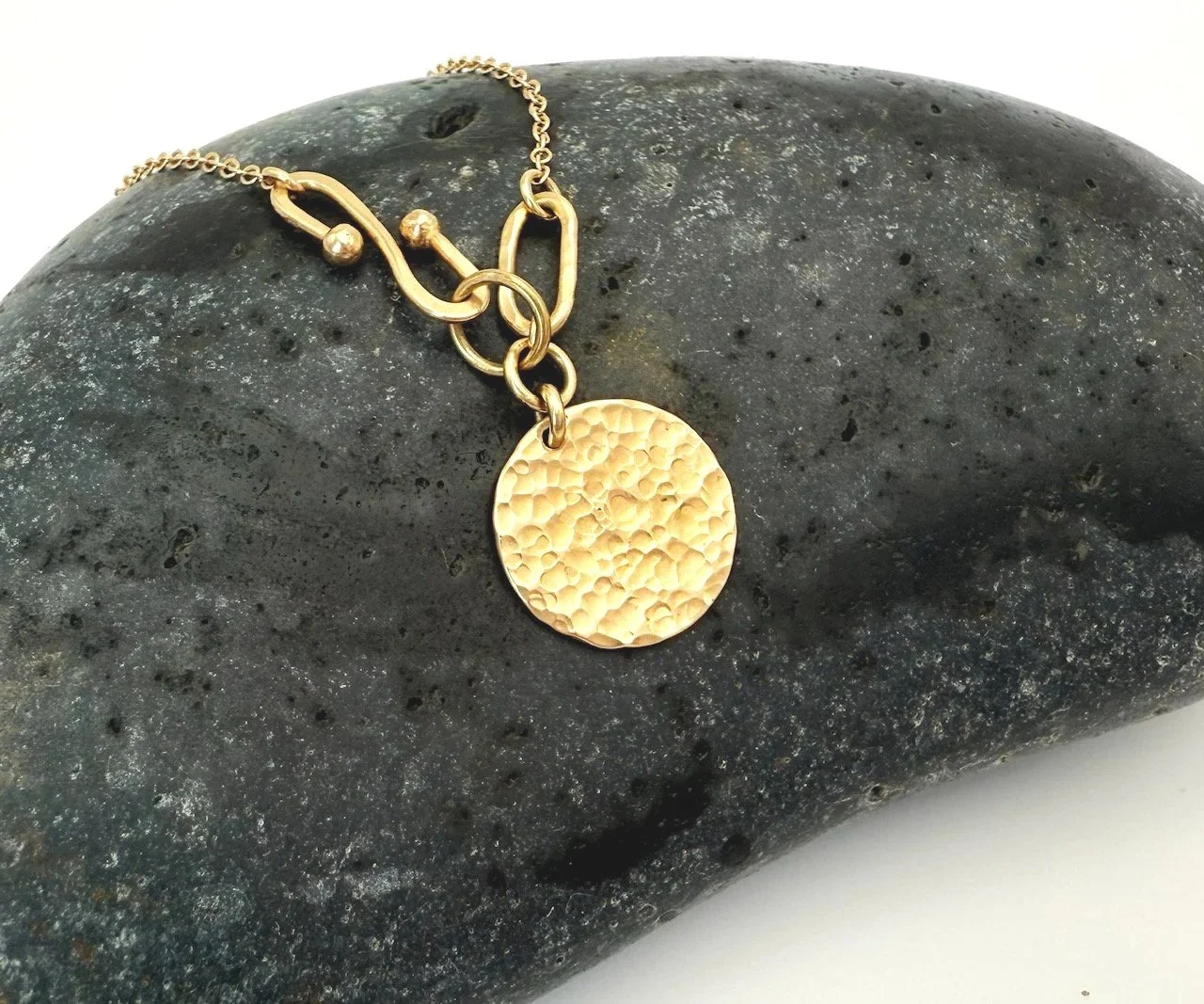 Hammered Gold Disc Necklace
