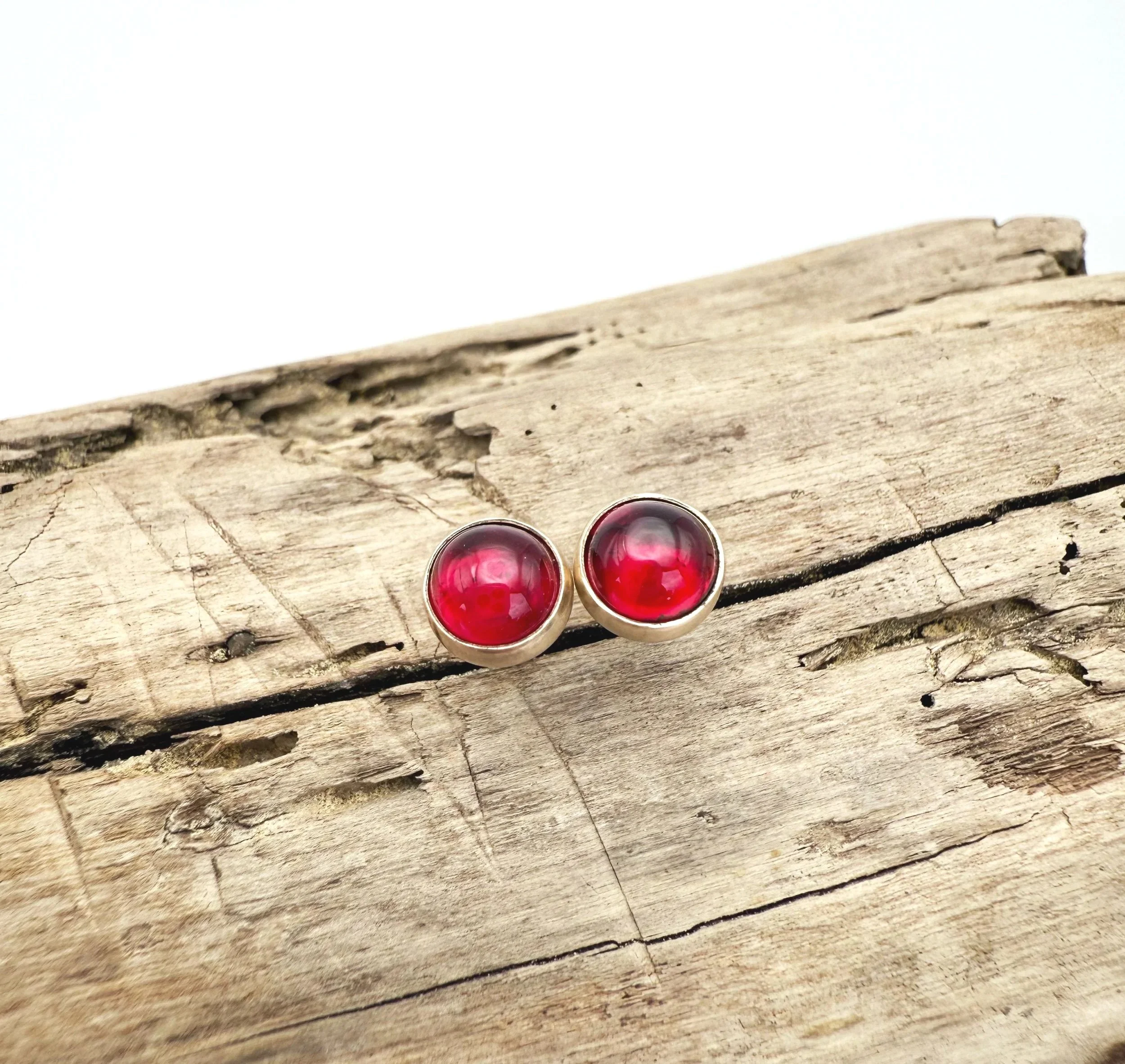 14k solid gold ruby earrings