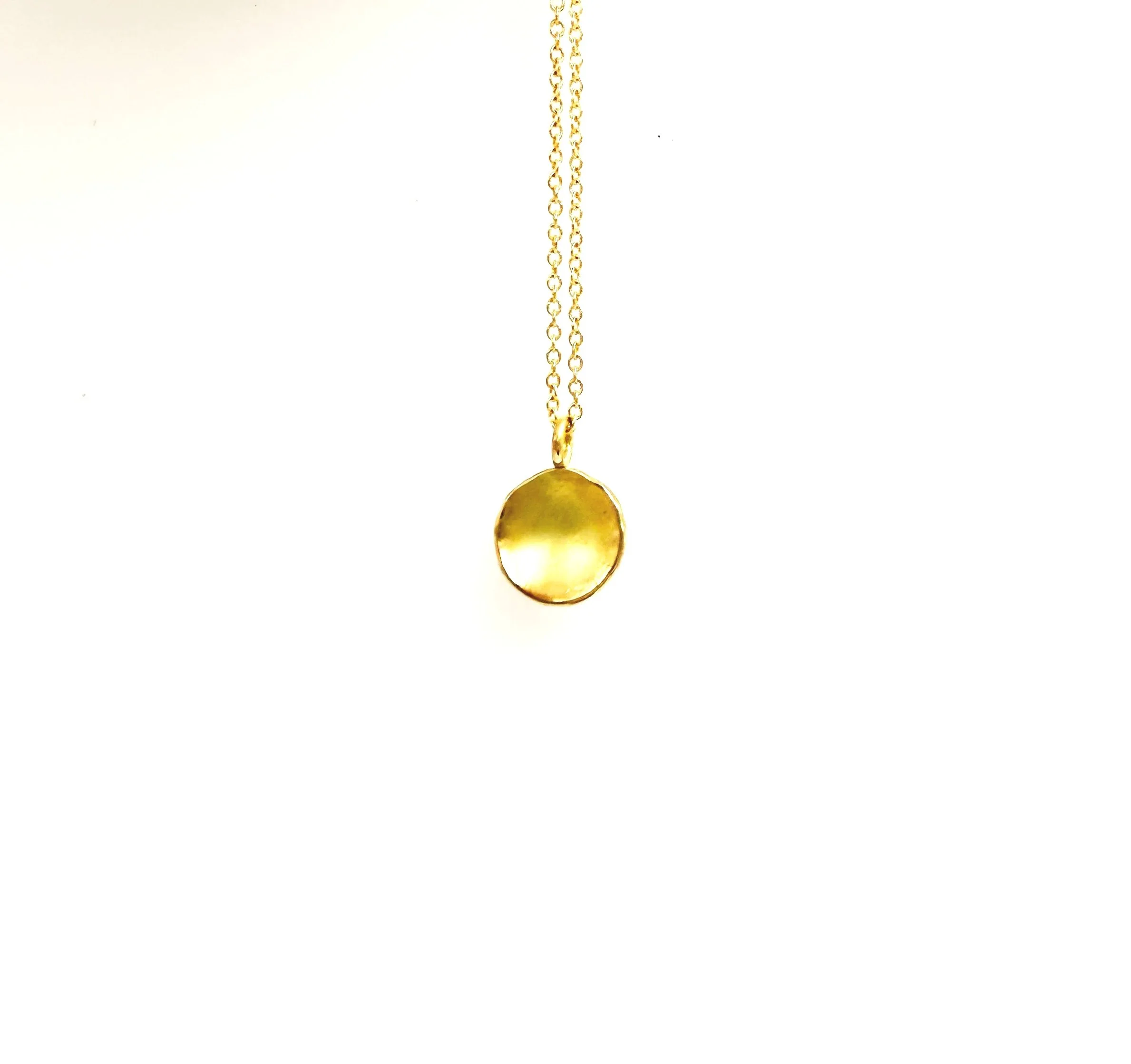 unique handmade 18k gold disc with dainty cable chain