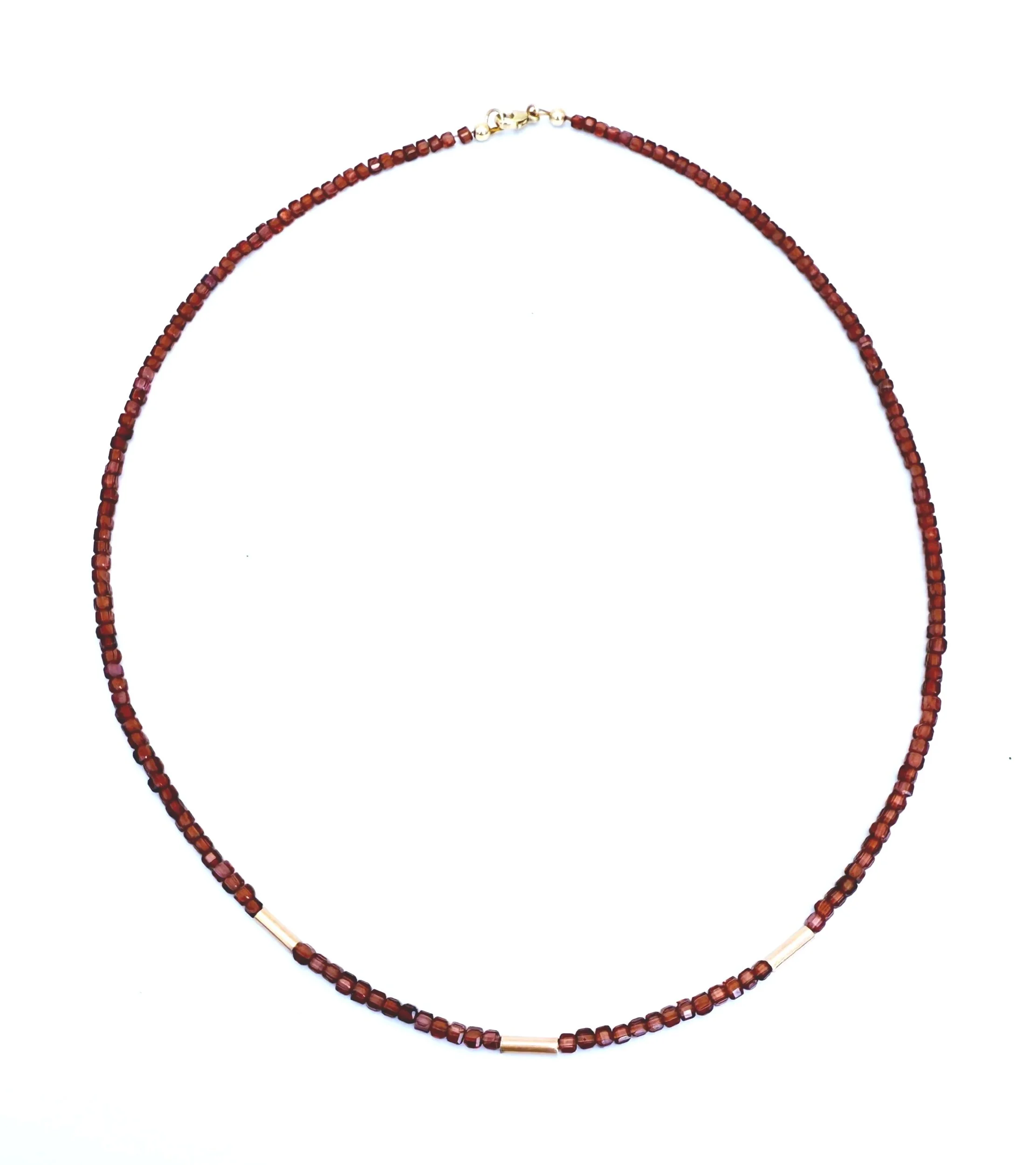 Beaded garnet layering necklace 14k solid gold