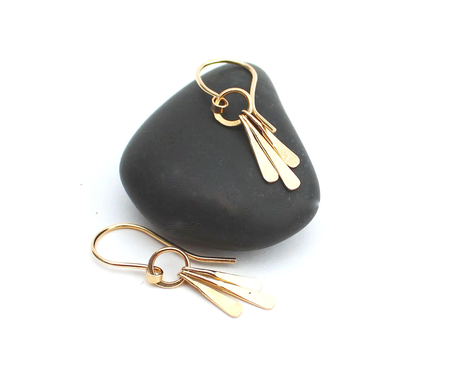 14k gold hammered dangle earrings