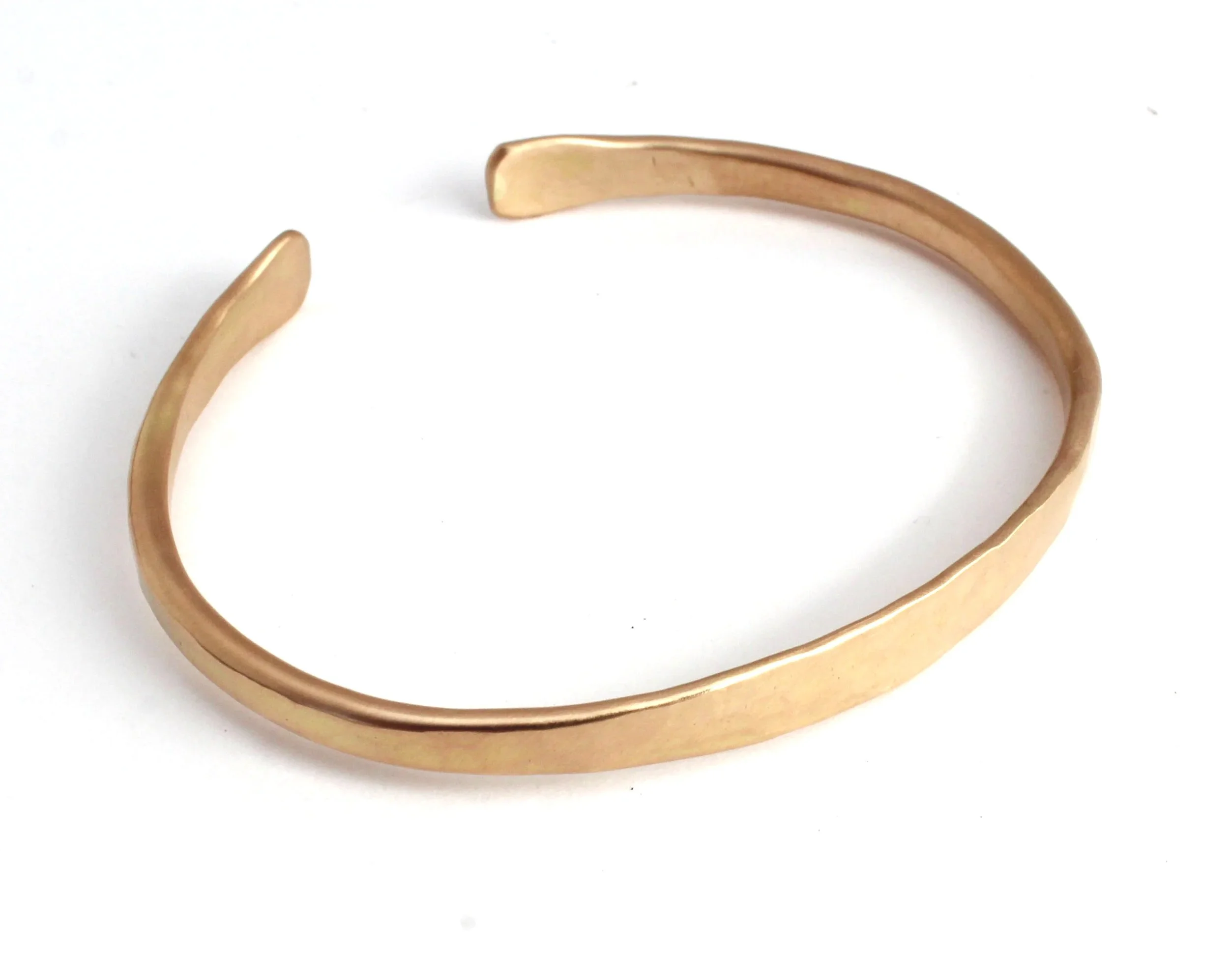 hammered thick gold cuff bracelet 14k