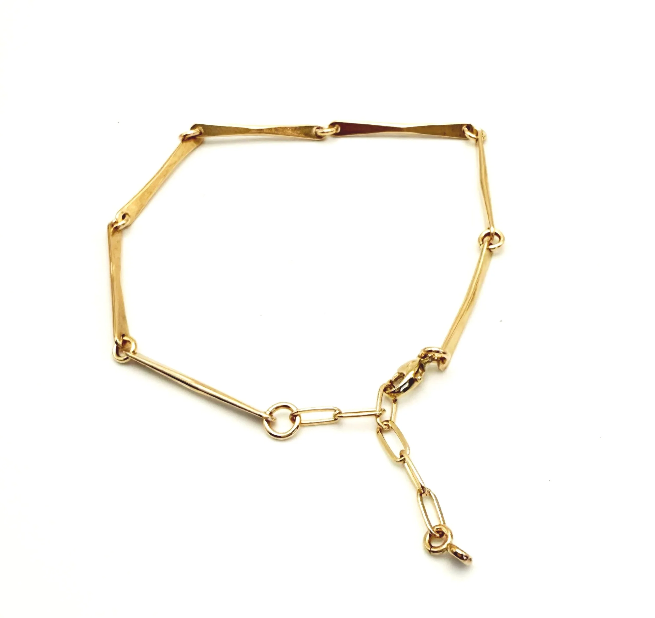 Handmade solid gold link bracelet 14k