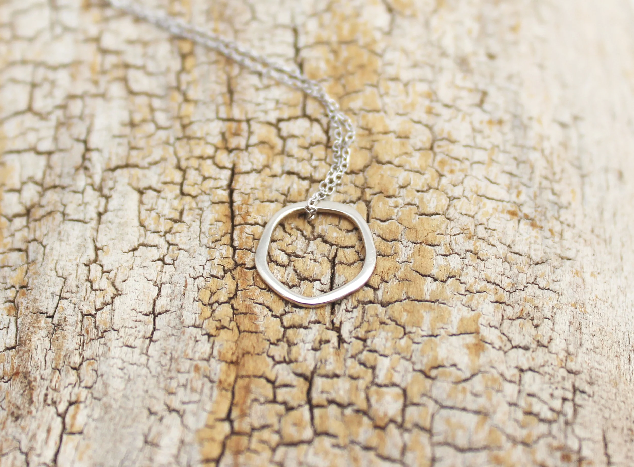 dainty white gold circle pendant necklace