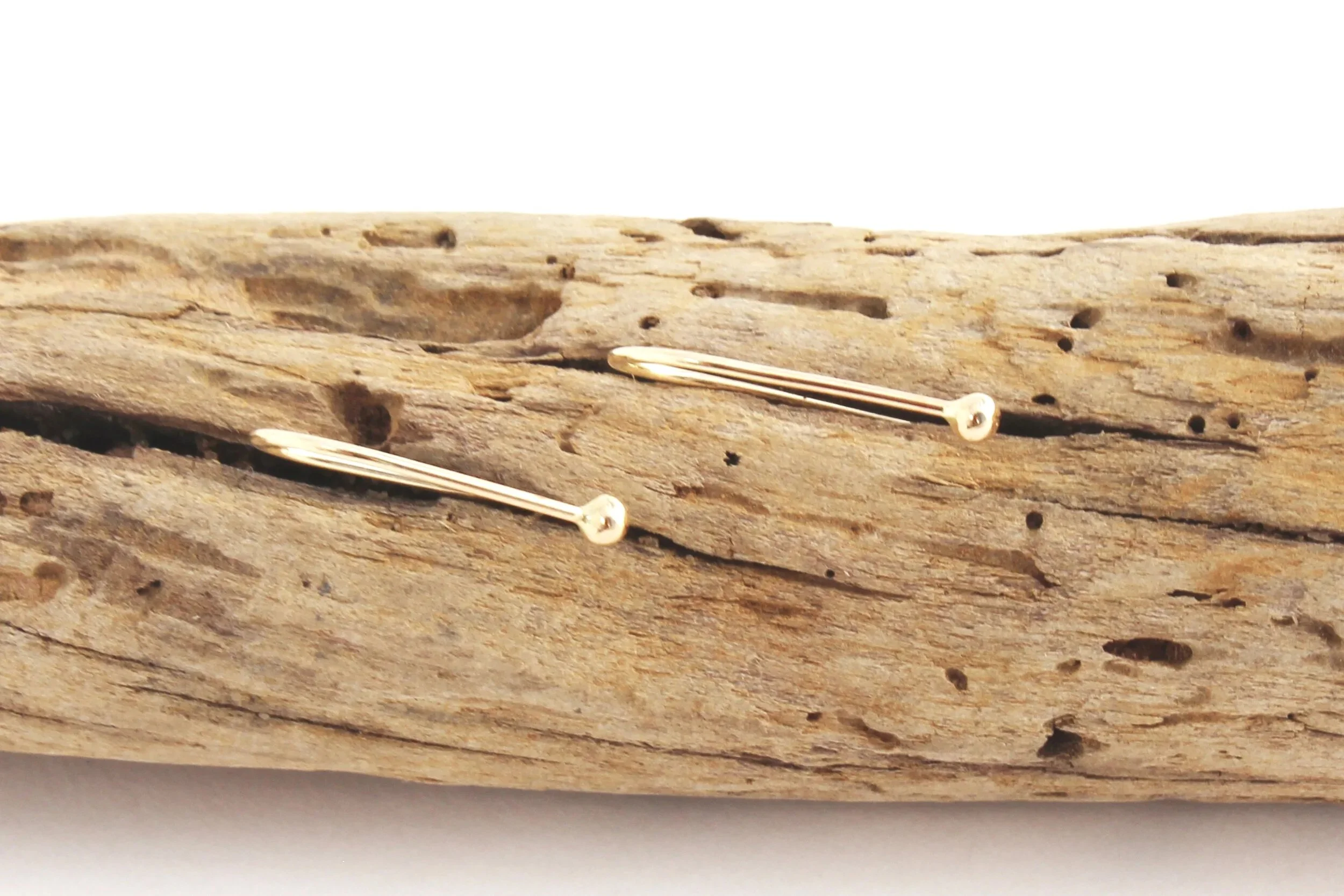 handmade U shaped earrings 14k solid gold