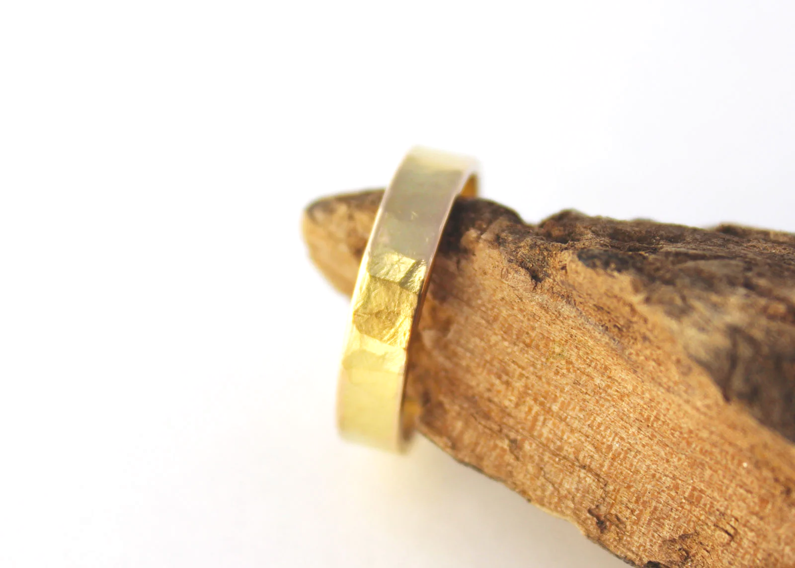 18k gold band ring with rustic texture