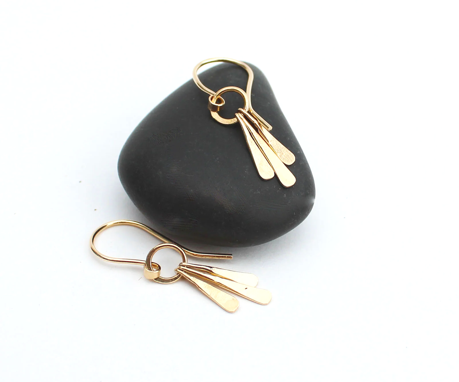 14k gold bar dangle earrings