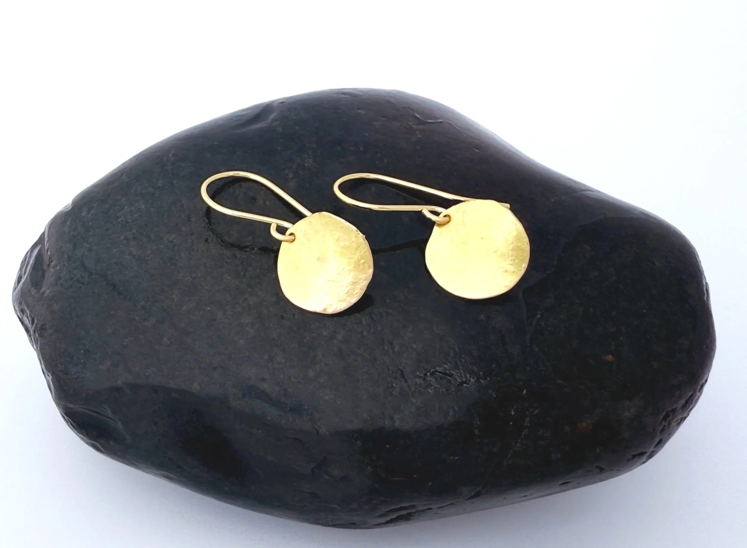 18k solid gold disc earrings