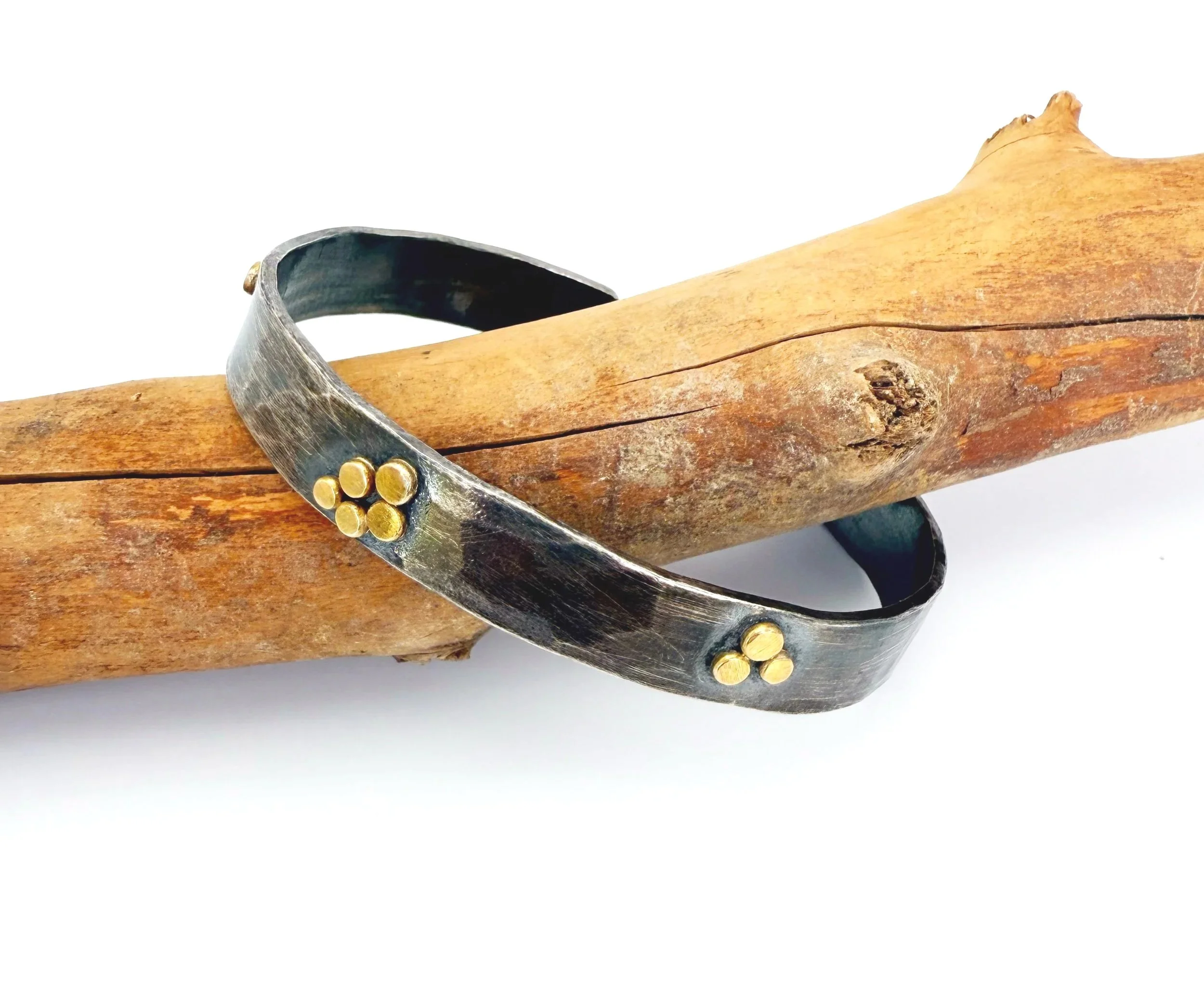 oxidized silver cuff with 18k gold