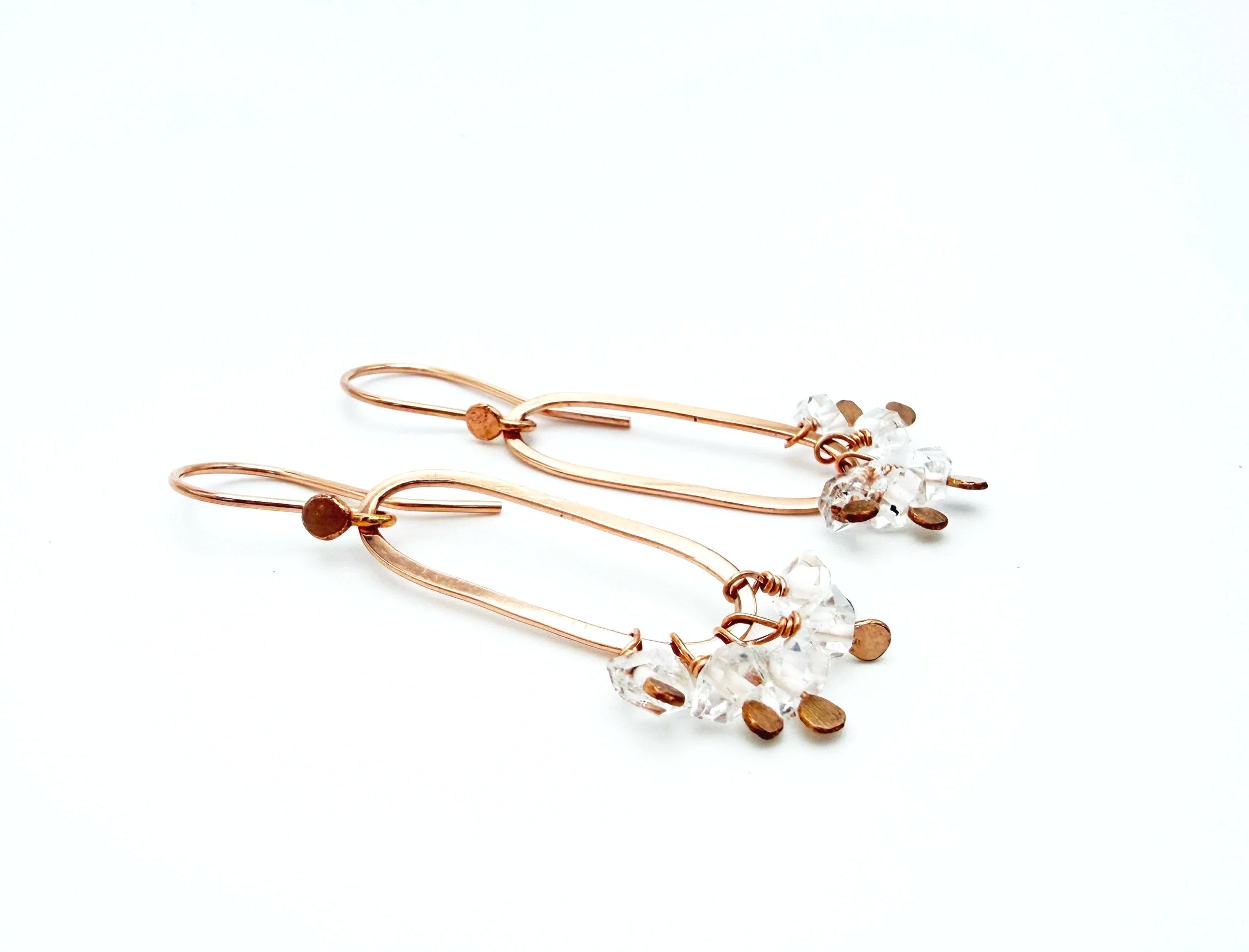 herkimer diamond rose gold earrings 14k