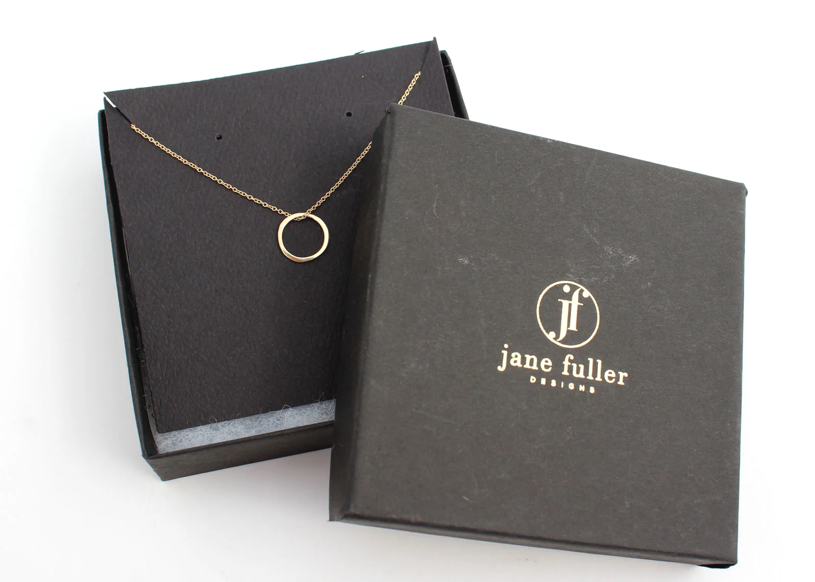 irregular shaped open circle pendant 14k gold