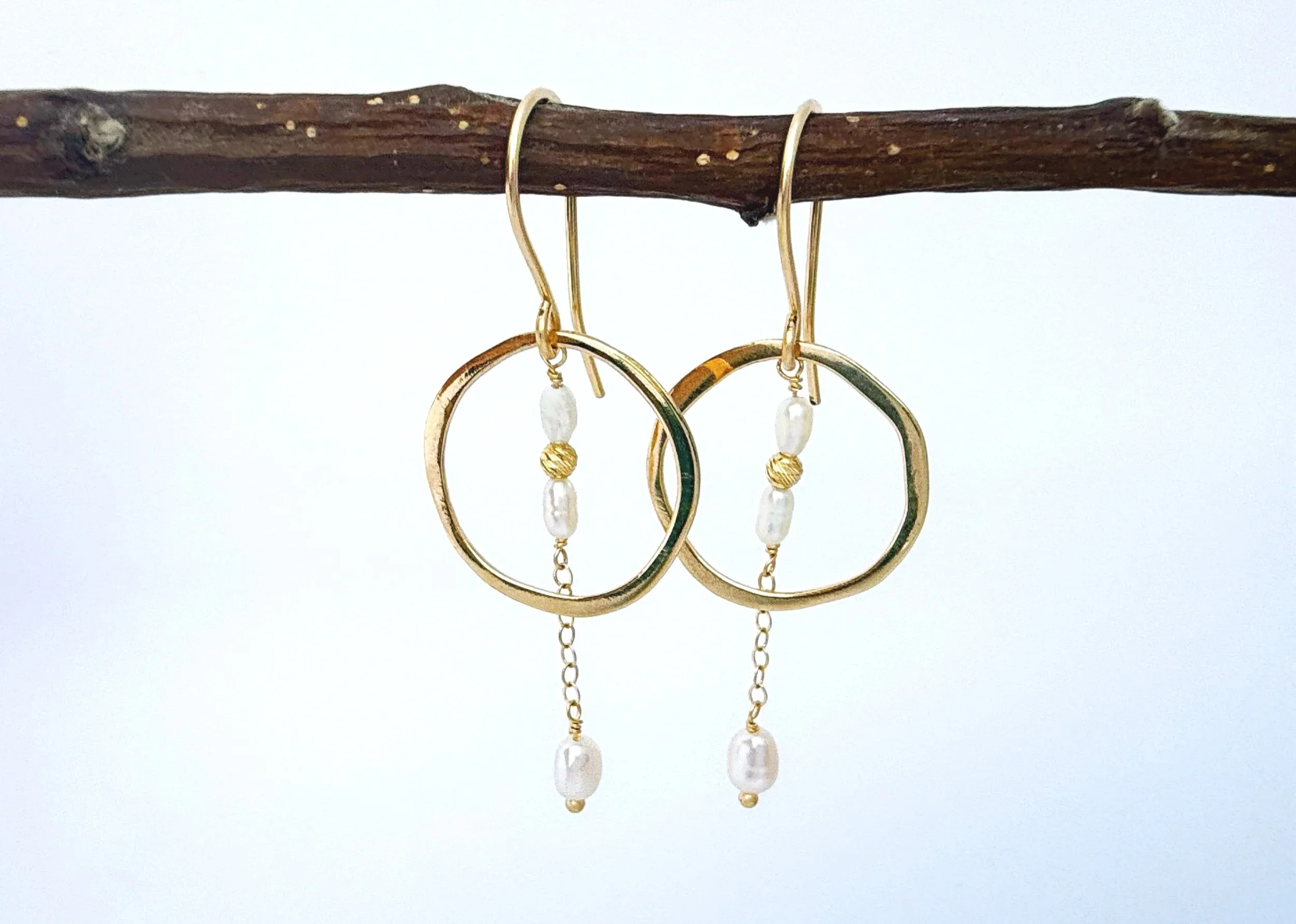 large pearl dangle earrings 14k solid gold