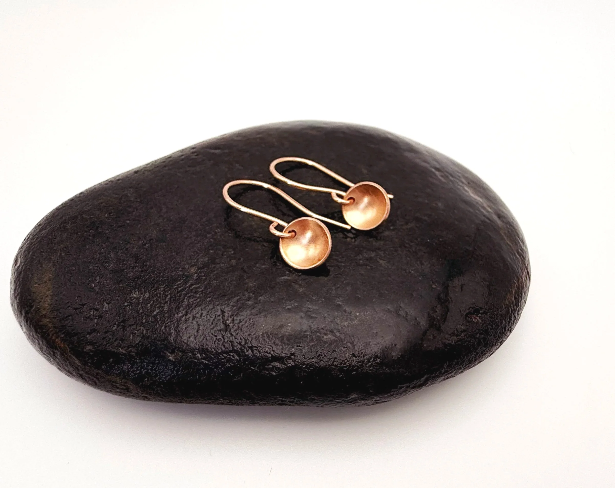 14k rose gold disc earrings small