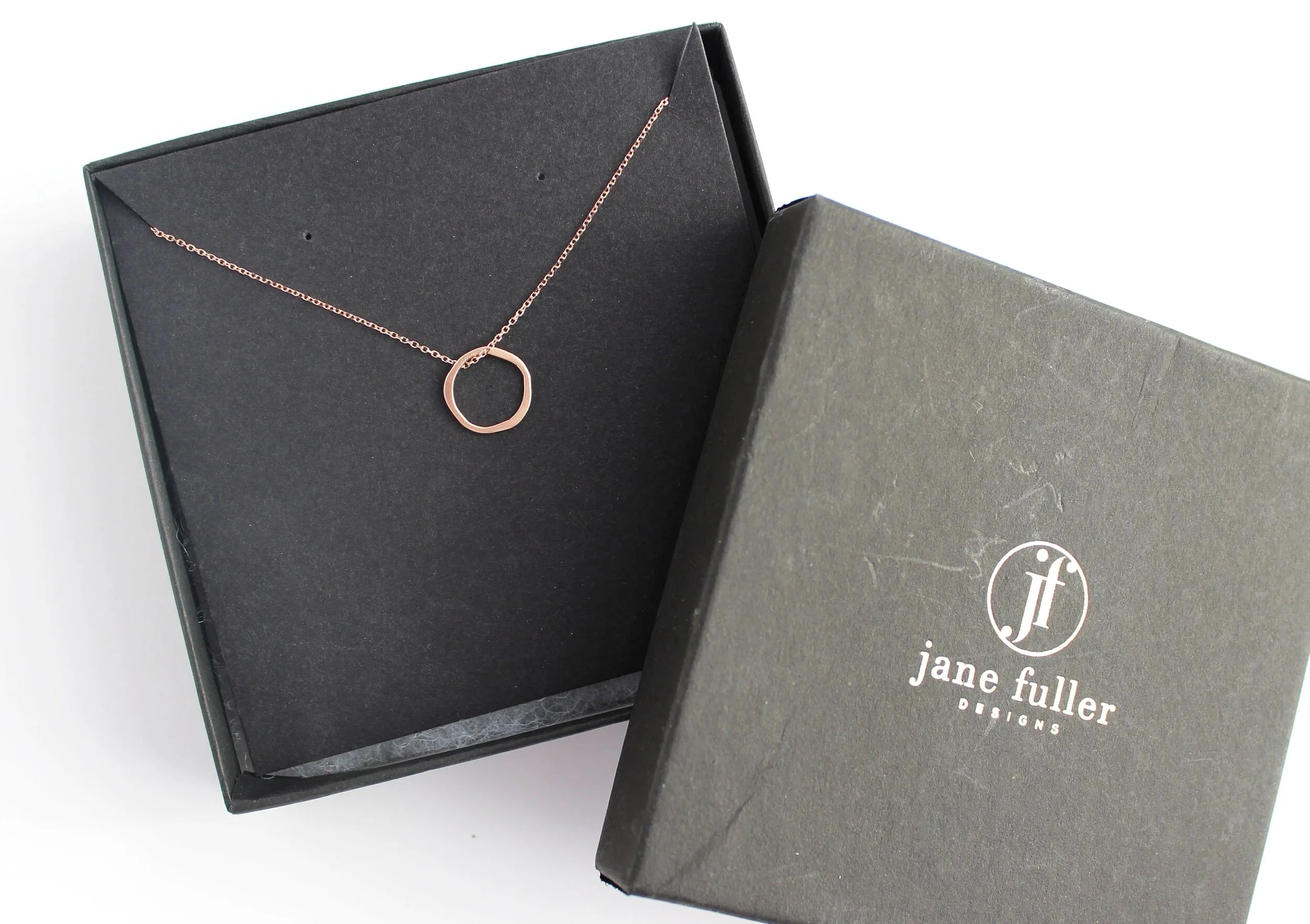 14k solid rose gold open circle pendant necklace