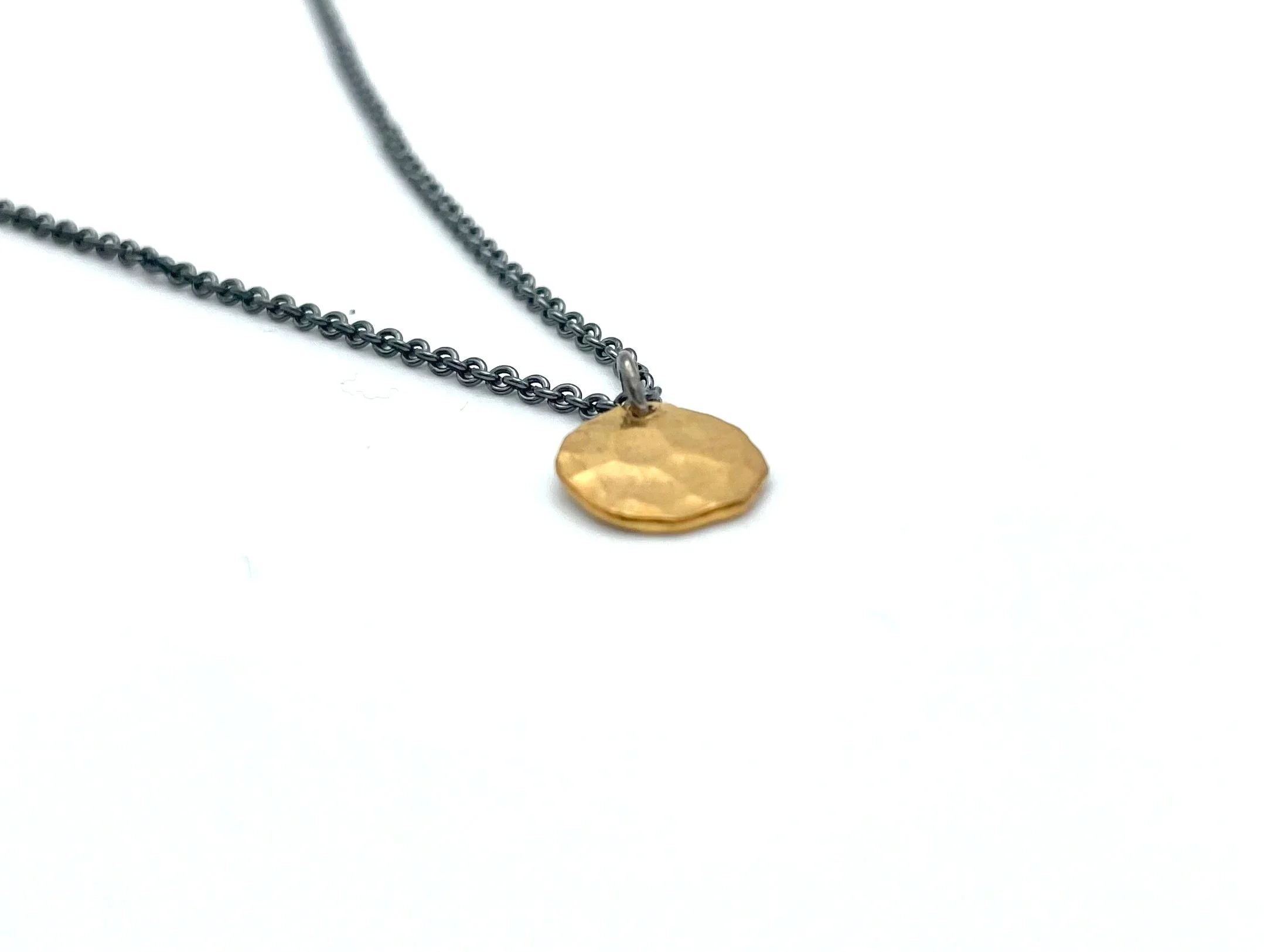 mixed metal silver and 24k gold necklace